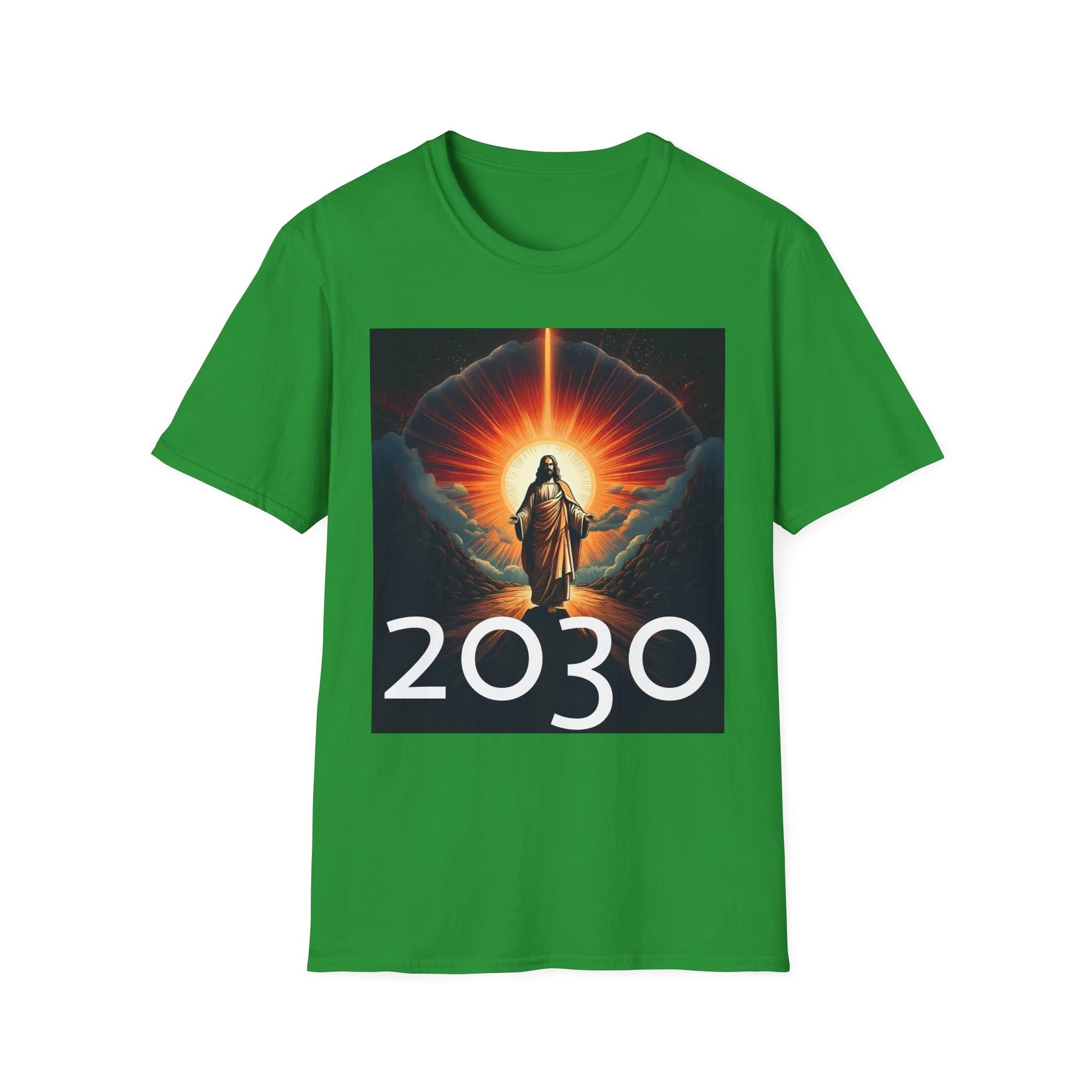 Inspirational Unisex Softstyle T-Shirt - '2030' Jesus Graphic Design