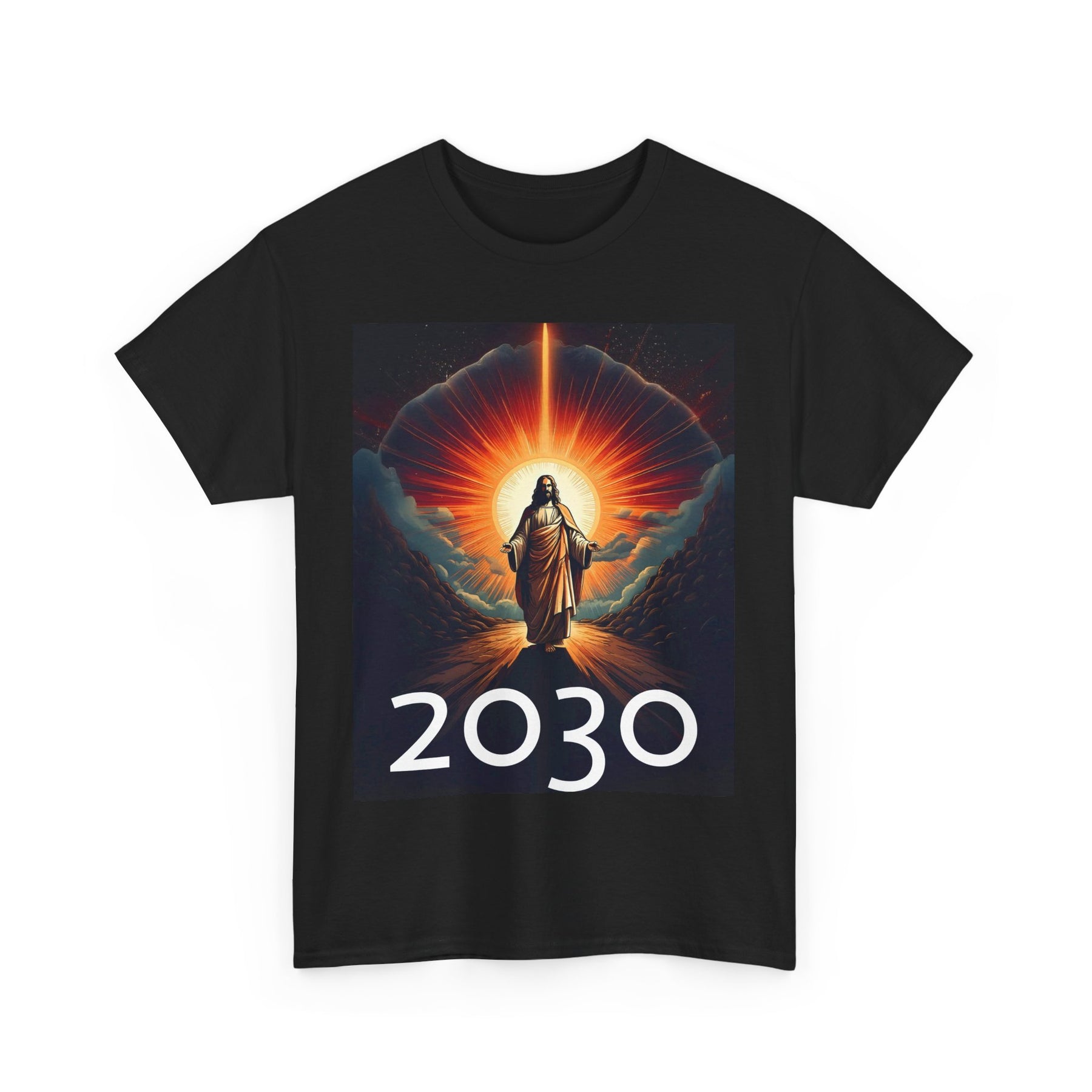 Unisex Heavy Cotton Tee - Christ 2030 Vintage Graphic Tee with QR Codes