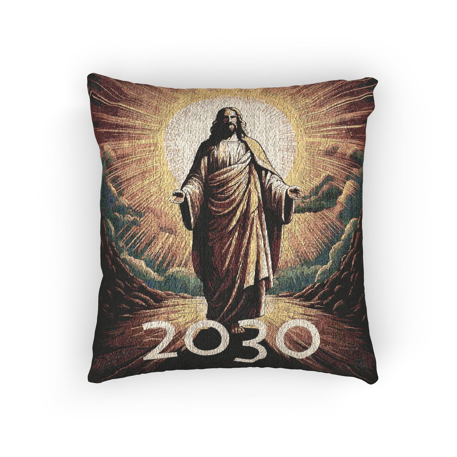 Inspirational Woven Pillow with 2030 Design - Spiritual Home Decor