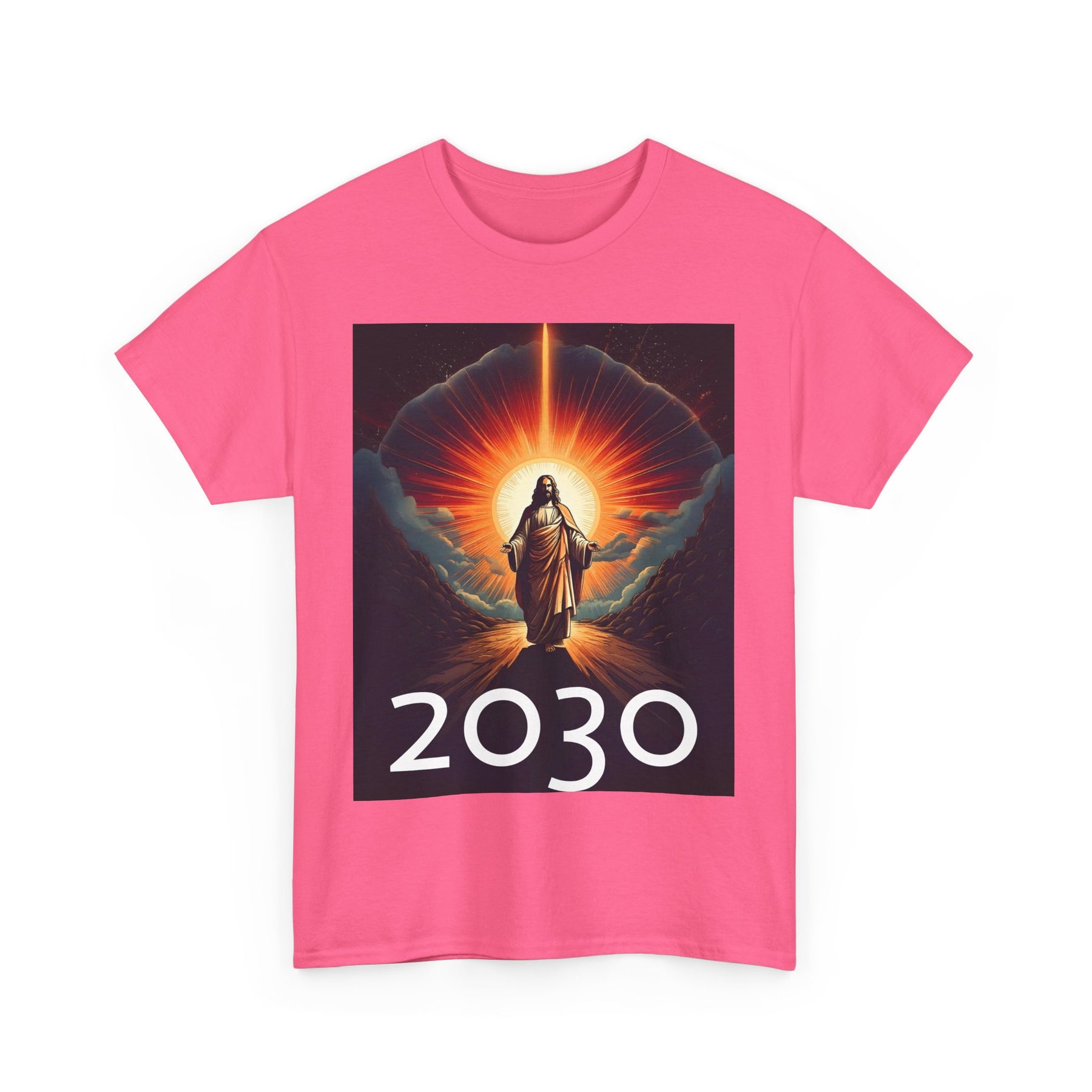 Unisex Heavy Cotton Tee - Christ 2030 Vintage Graphic Tee with QR Codes