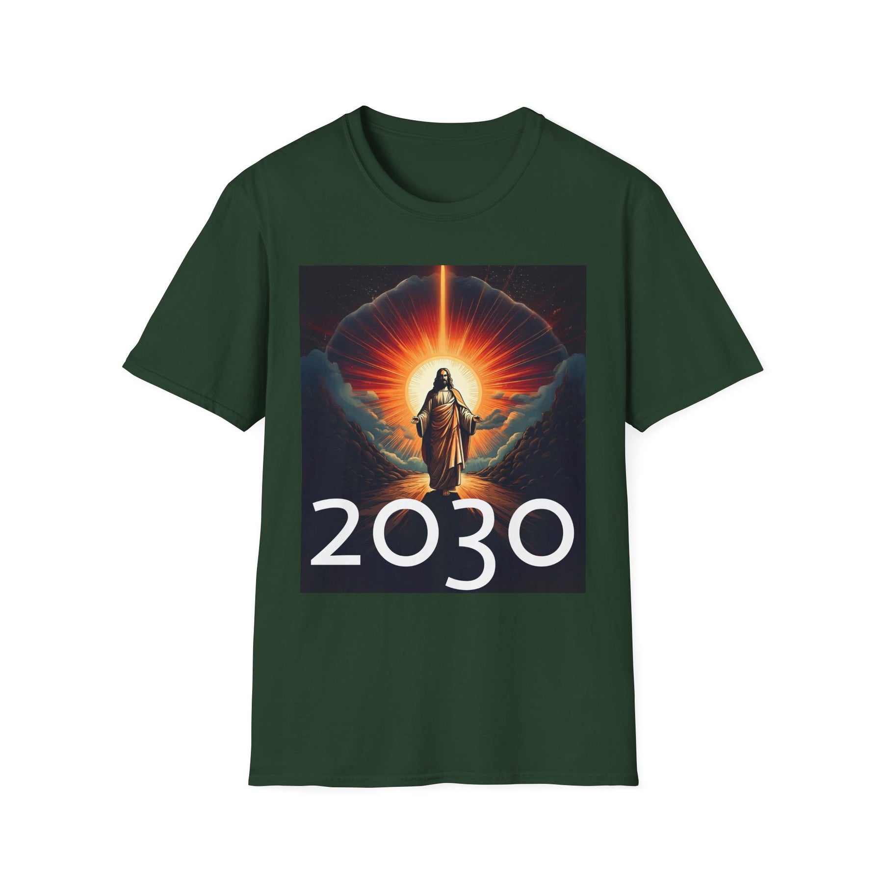 Inspirational Unisex Softstyle T-Shirt - '2030' Jesus Graphic Design