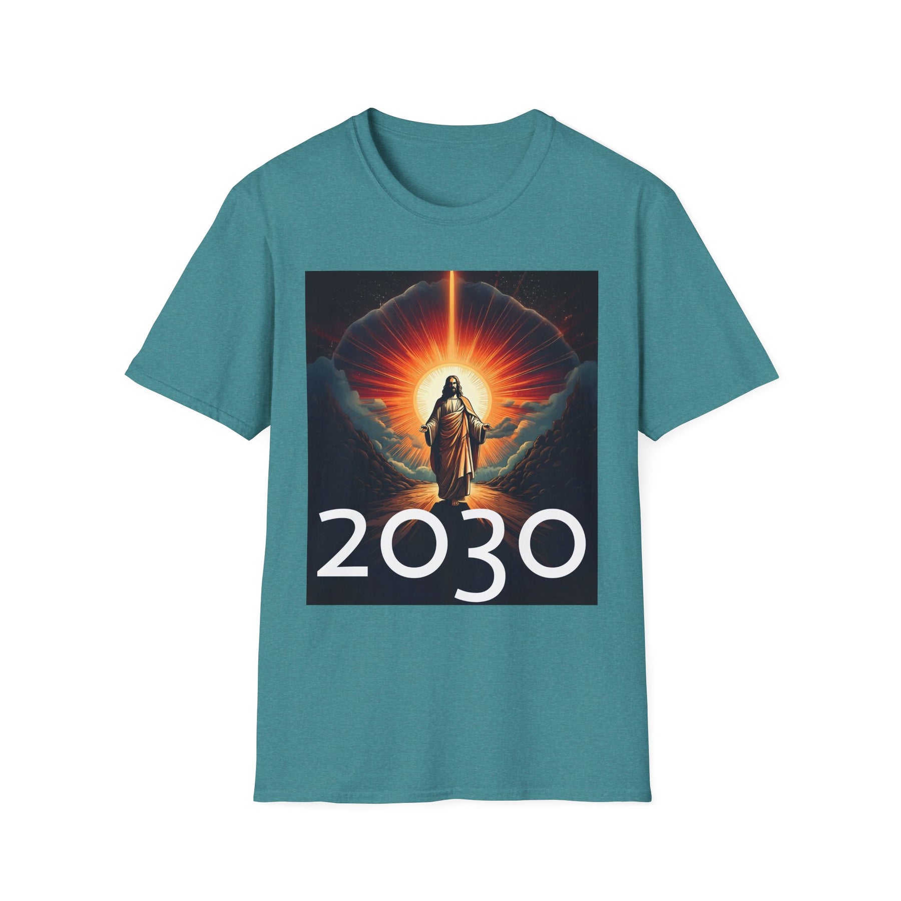 Inspirational Unisex Softstyle T-Shirt - '2030' Jesus Graphic Design