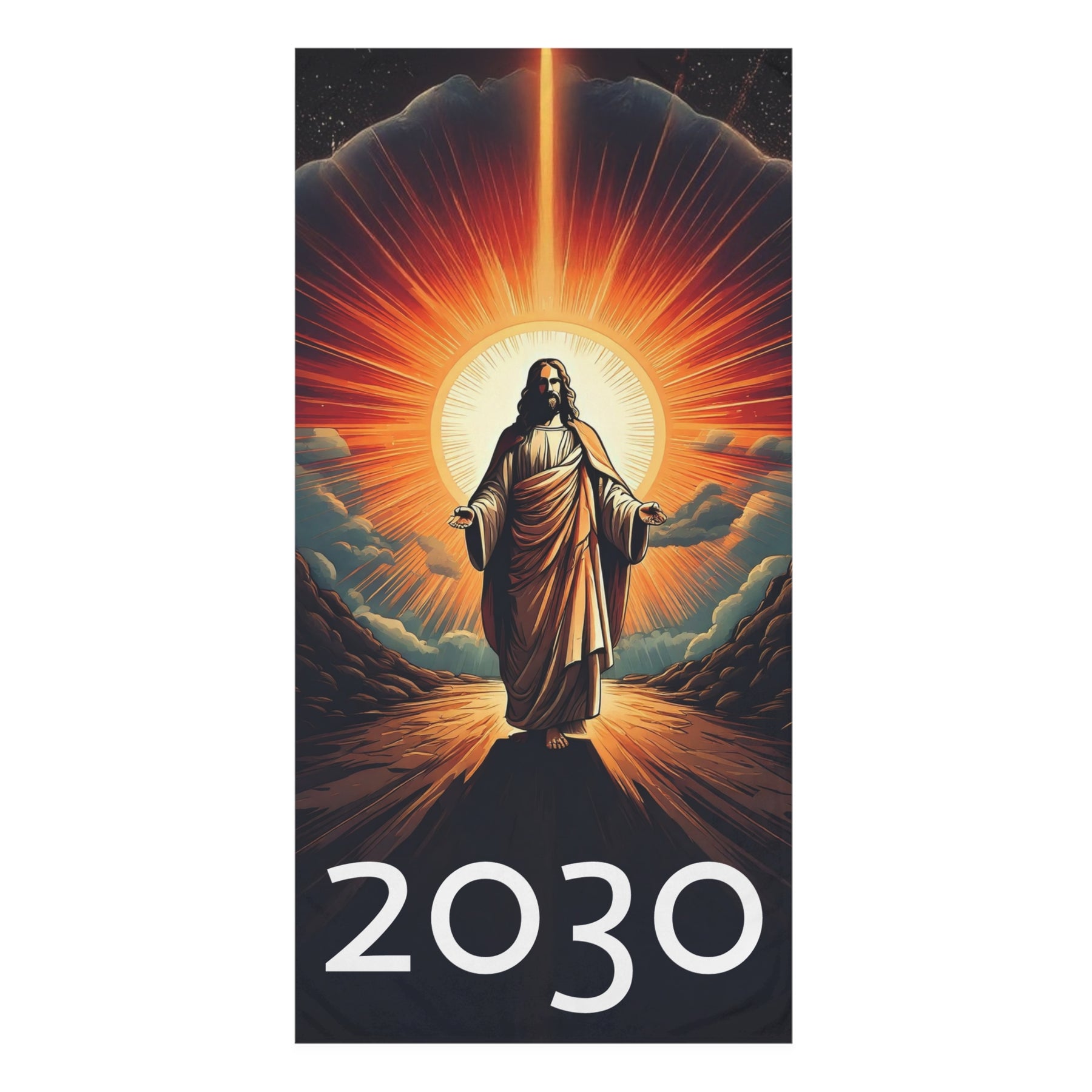 Inspirational Mink-Cotton Towel with Jesus Design - 2030 Vision