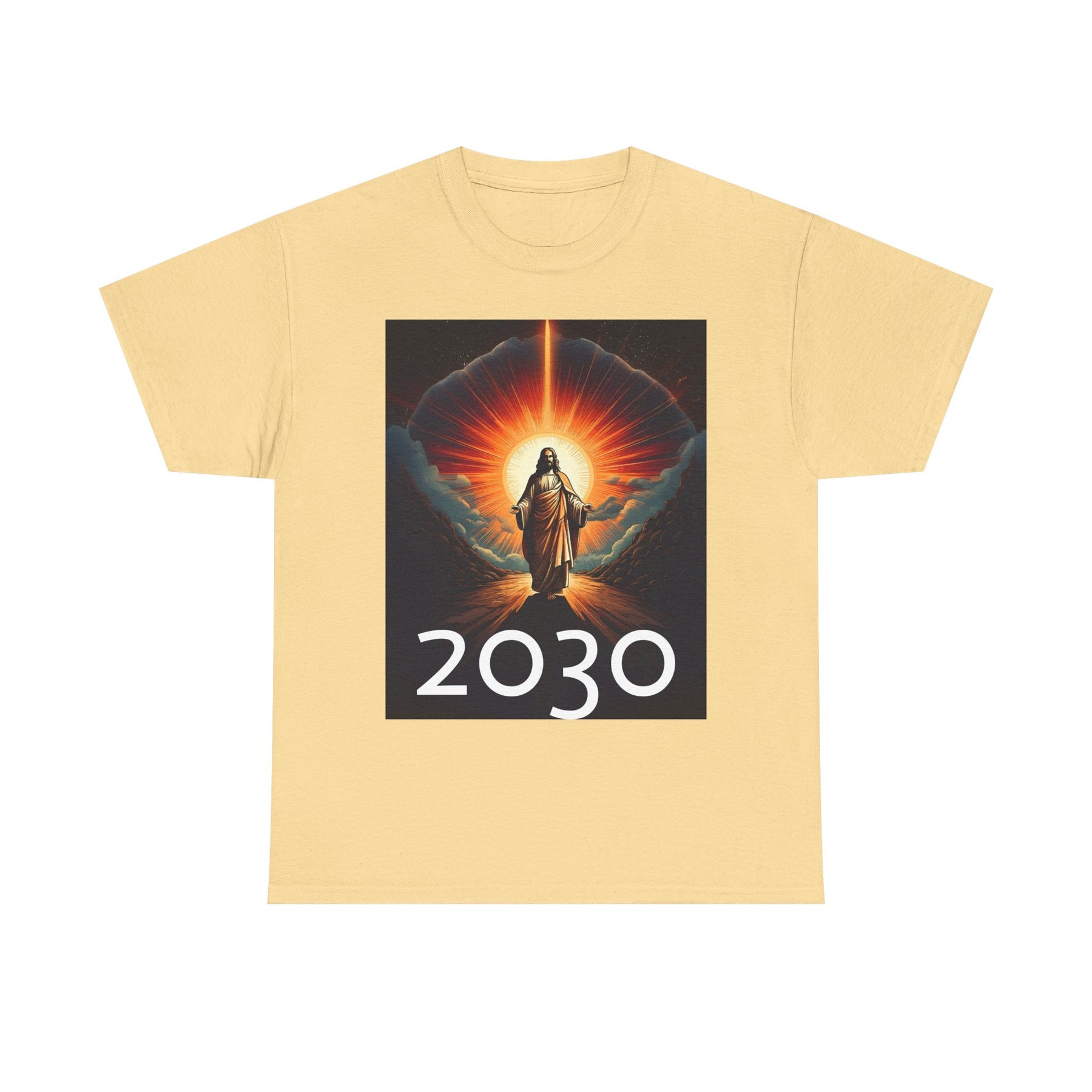 Unisex Heavy Cotton Tee - Christ 2030 Vintage Graphic Tee with QR Codes
