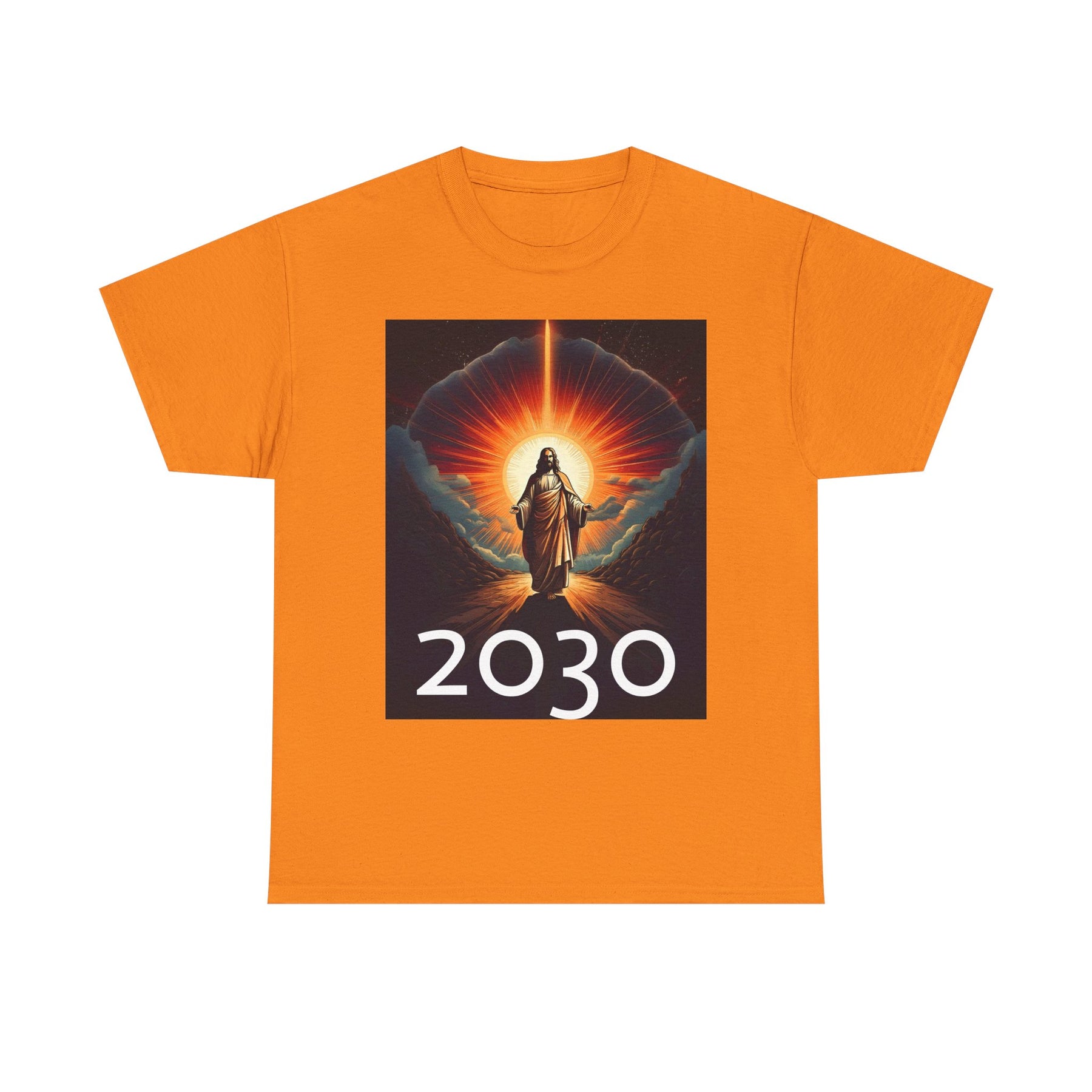 Unisex Heavy Cotton Tee - Christ 2030 Vintage Graphic Tee with QR Codes