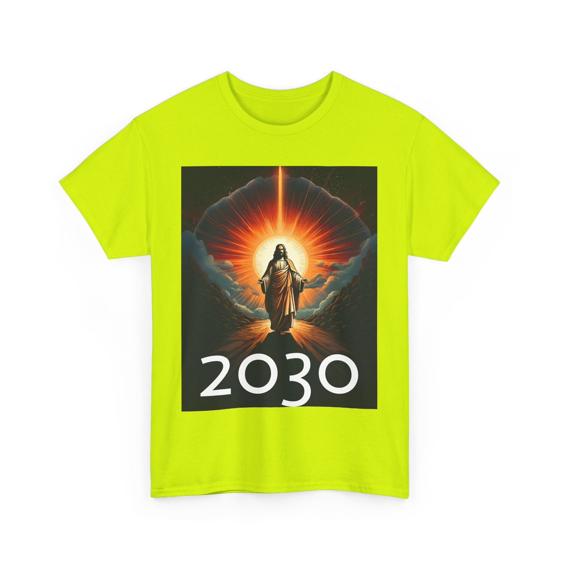 Unisex Heavy Cotton Tee - Christ 2030 Vintage Graphic Tee with QR Codes