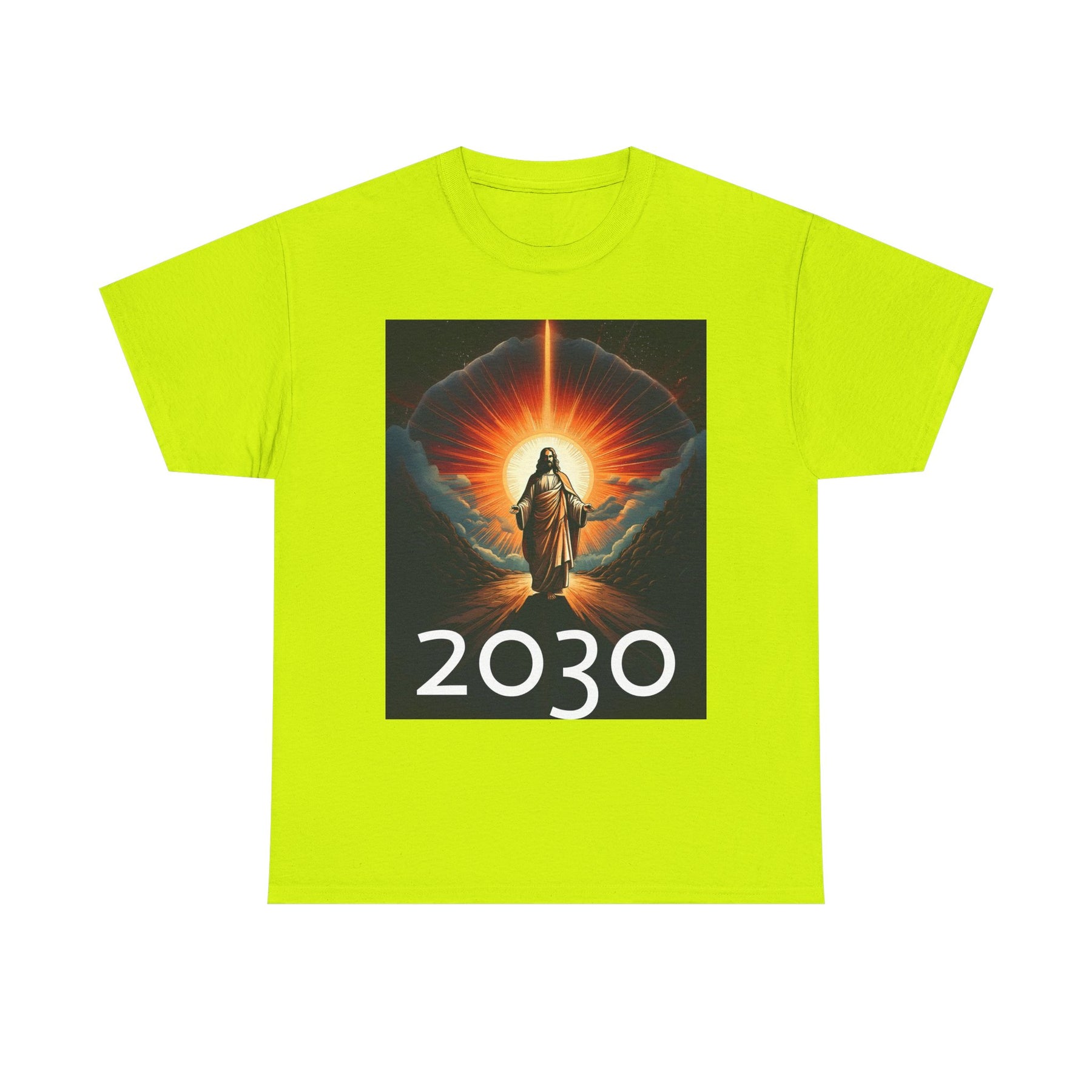 Unisex Heavy Cotton Tee - Christ 2030 Vintage Graphic Tee with QR Codes