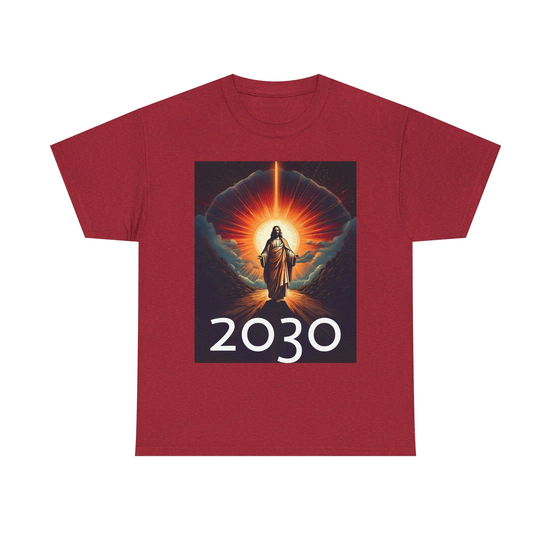 Unisex Heavy Cotton Tee - Christ 2030 Vintage Graphic Tee with QR Codes