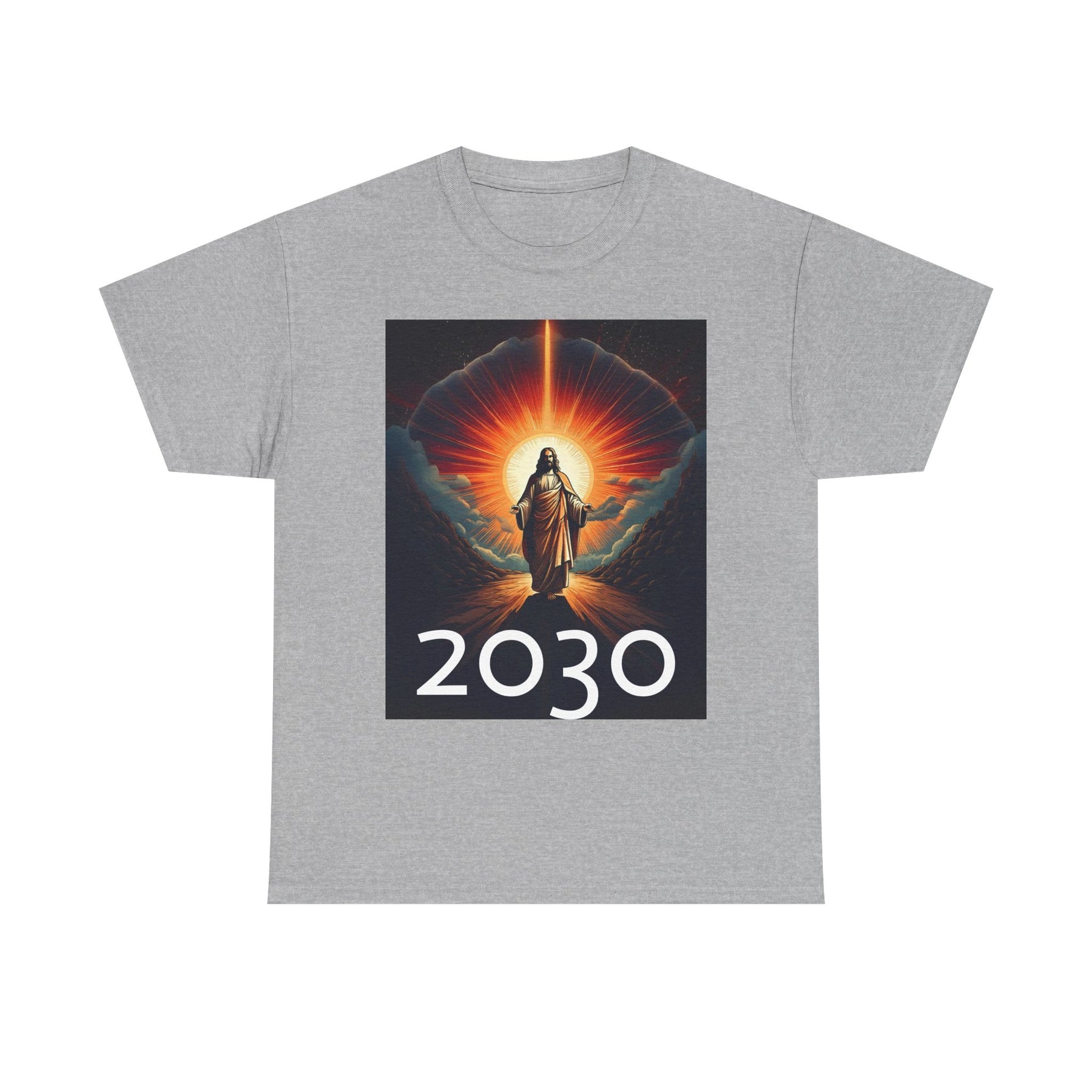 Unisex Heavy Cotton Tee - Christ 2030 Vintage Graphic Tee with QR Codes