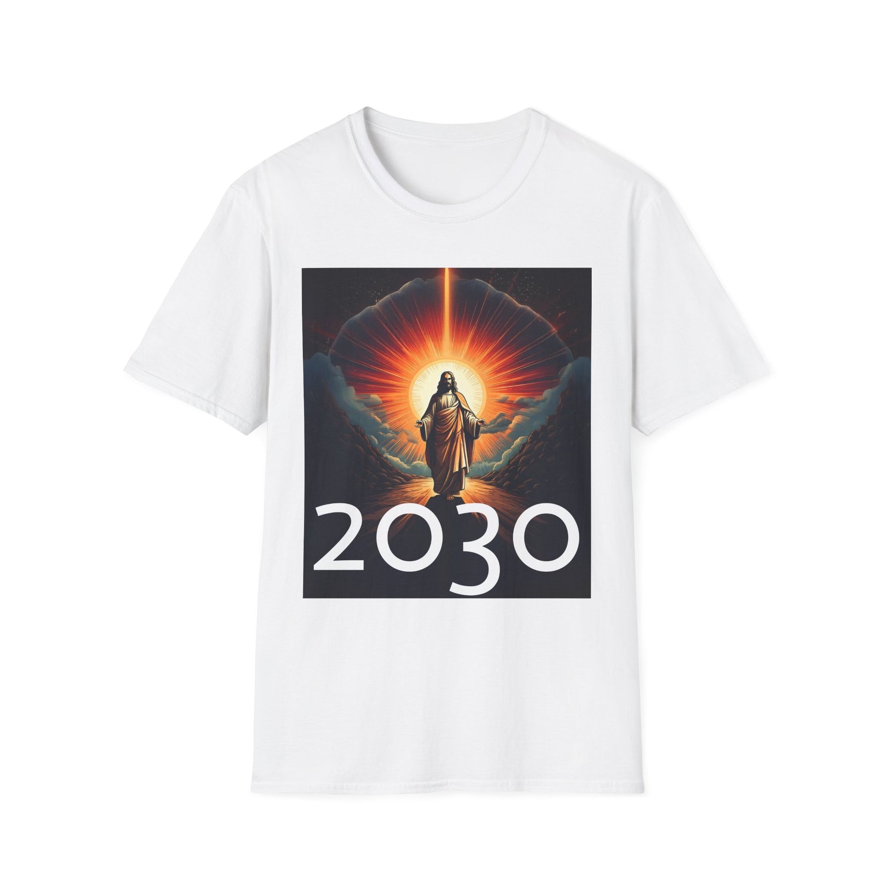 Inspirational Unisex Softstyle T-Shirt - '2030' Jesus Graphic Design