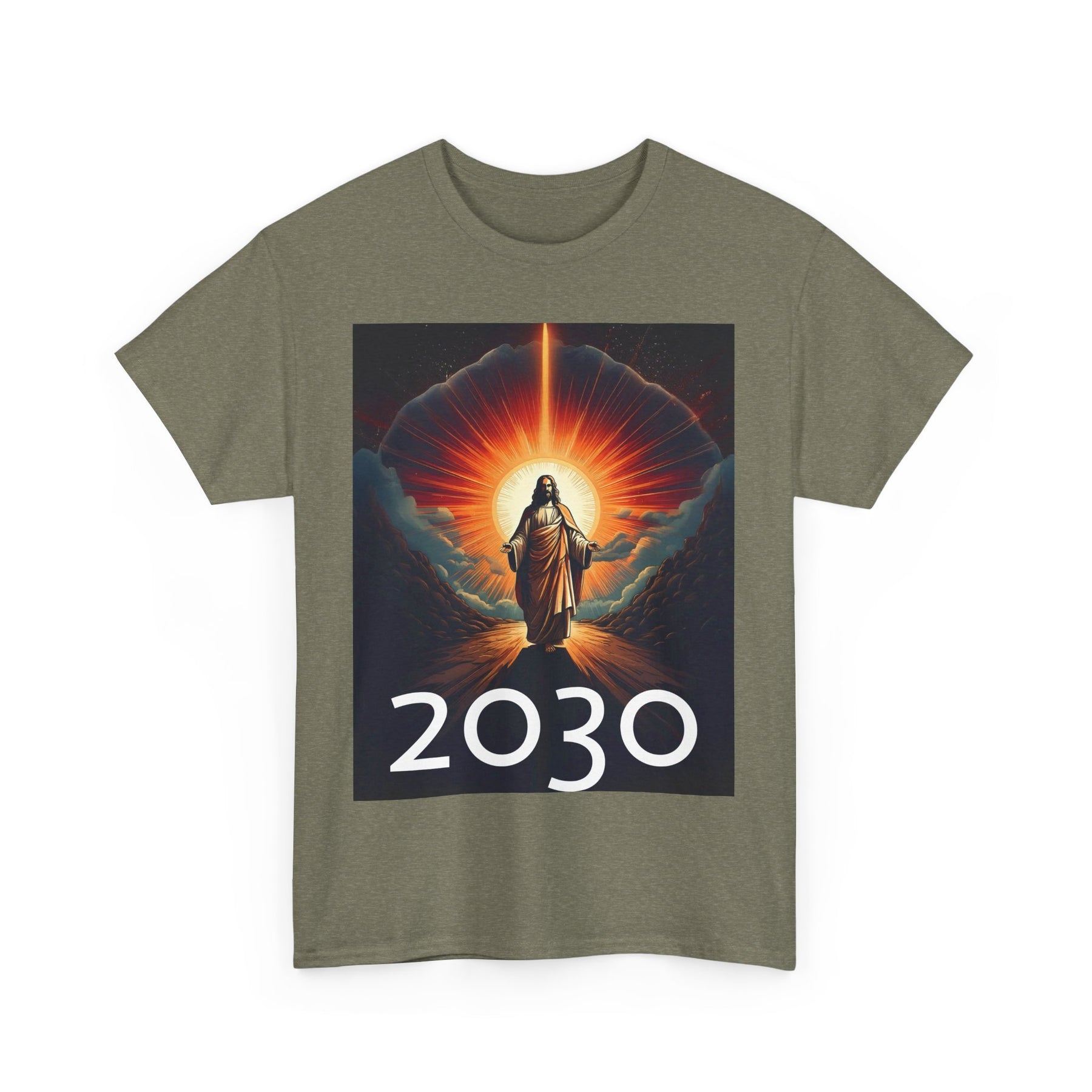 Unisex Heavy Cotton Tee - Christ 2030 Vintage Graphic Tee with QR Codes