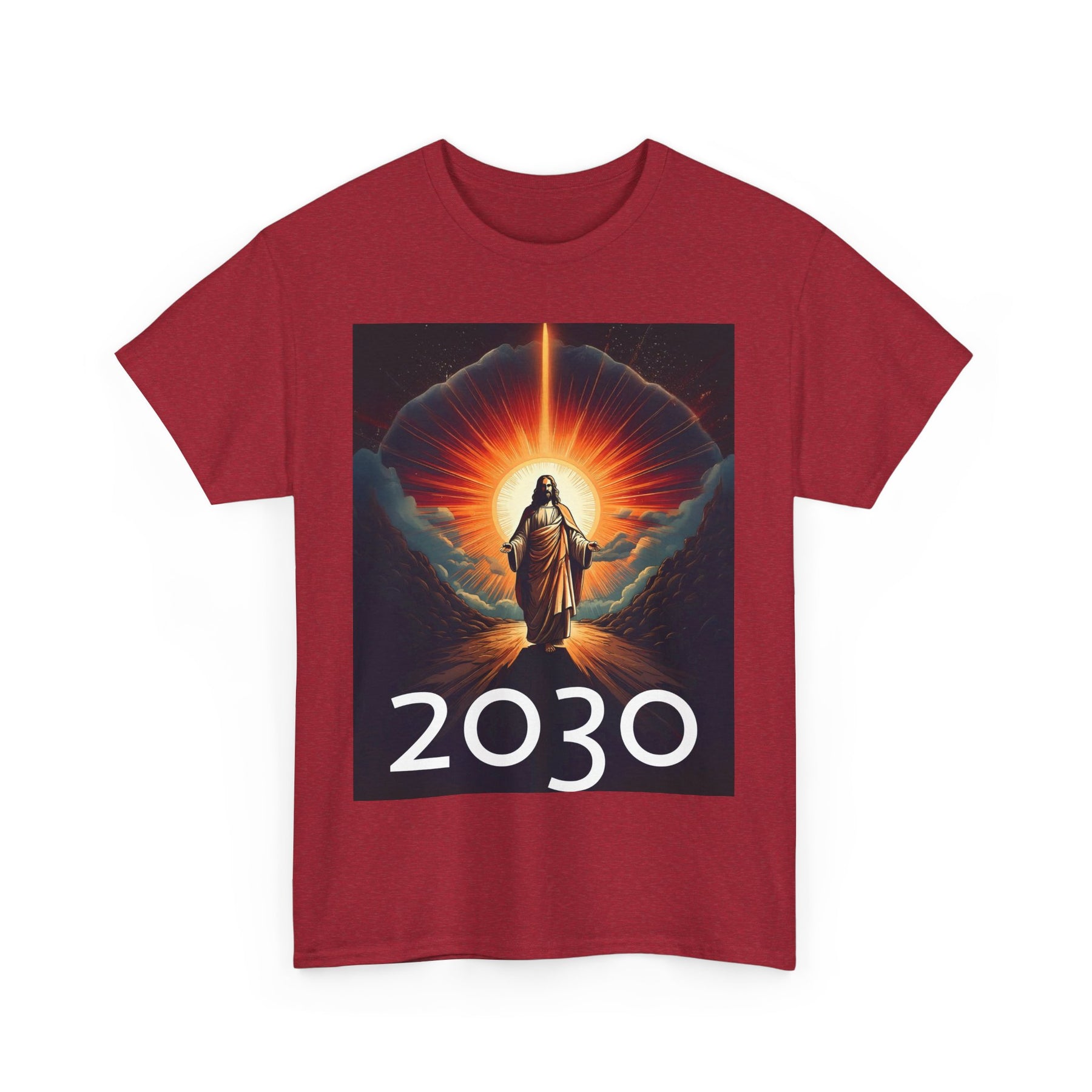 Unisex Heavy Cotton Tee - Christ 2030 Vintage Graphic Tee with QR Codes
