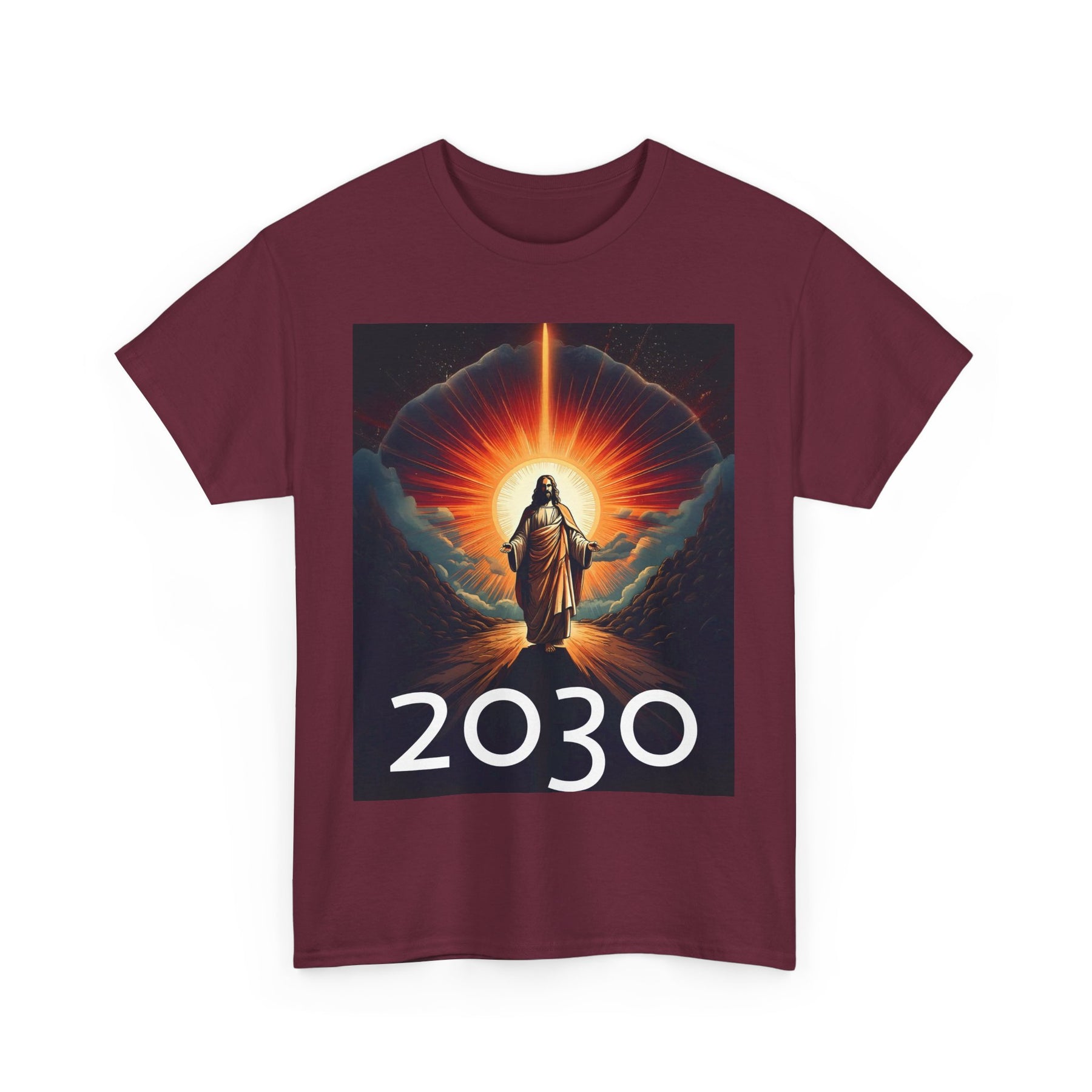 Unisex Heavy Cotton Tee - Christ 2030 Vintage Graphic Tee with QR Codes