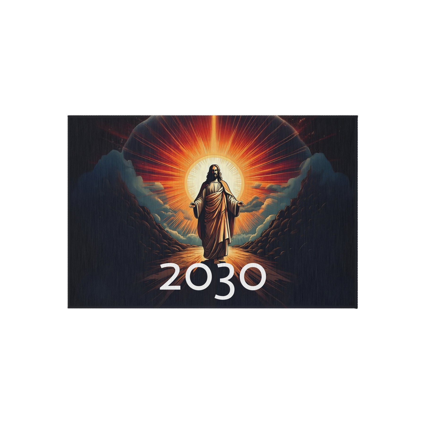 Inspirational Outdoor Rug with Jesus Design - Perfect for Patios and Gatherings