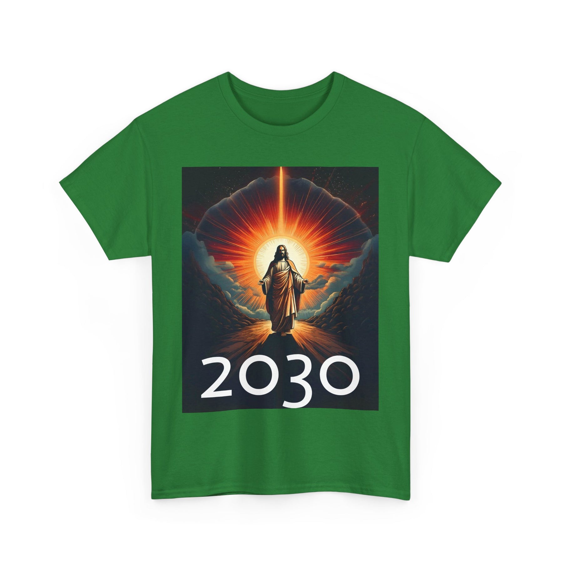 Unisex Heavy Cotton Tee - Christ 2030 Vintage Graphic Tee with QR Codes