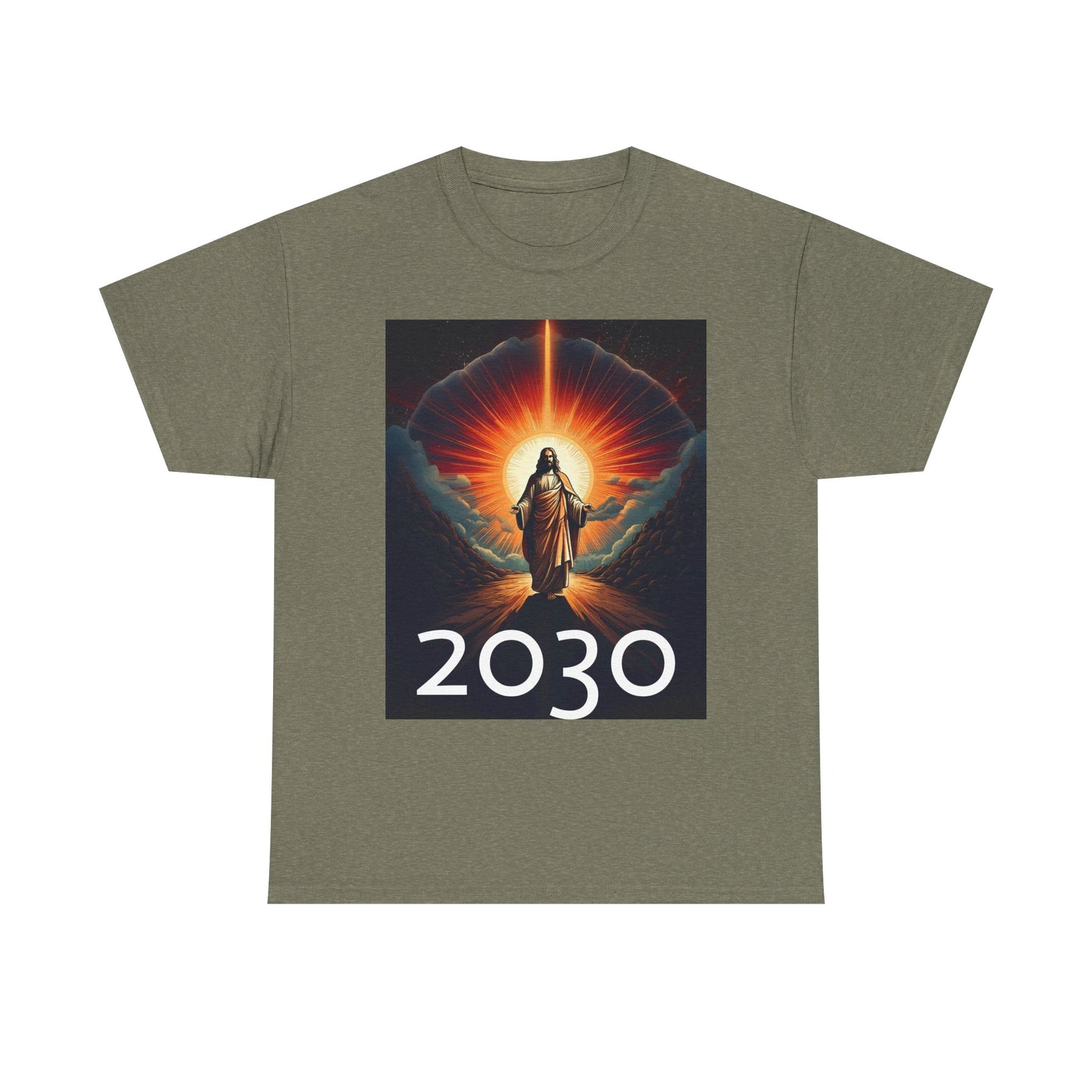 Unisex Heavy Cotton Tee - Christ 2030 Vintage Graphic Tee with QR Codes