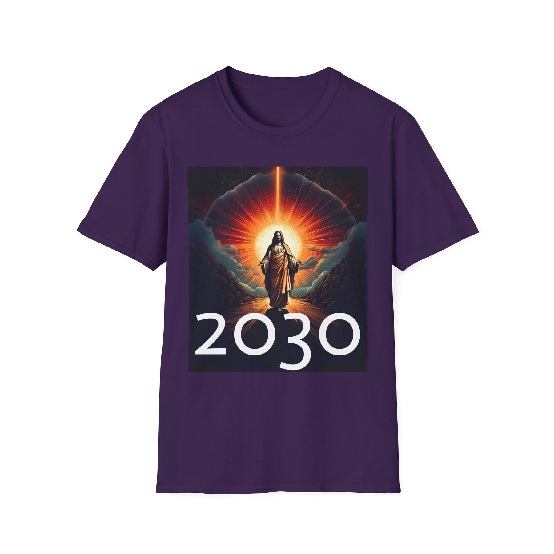 Inspirational Unisex Softstyle T-Shirt - '2030' Jesus Graphic Design