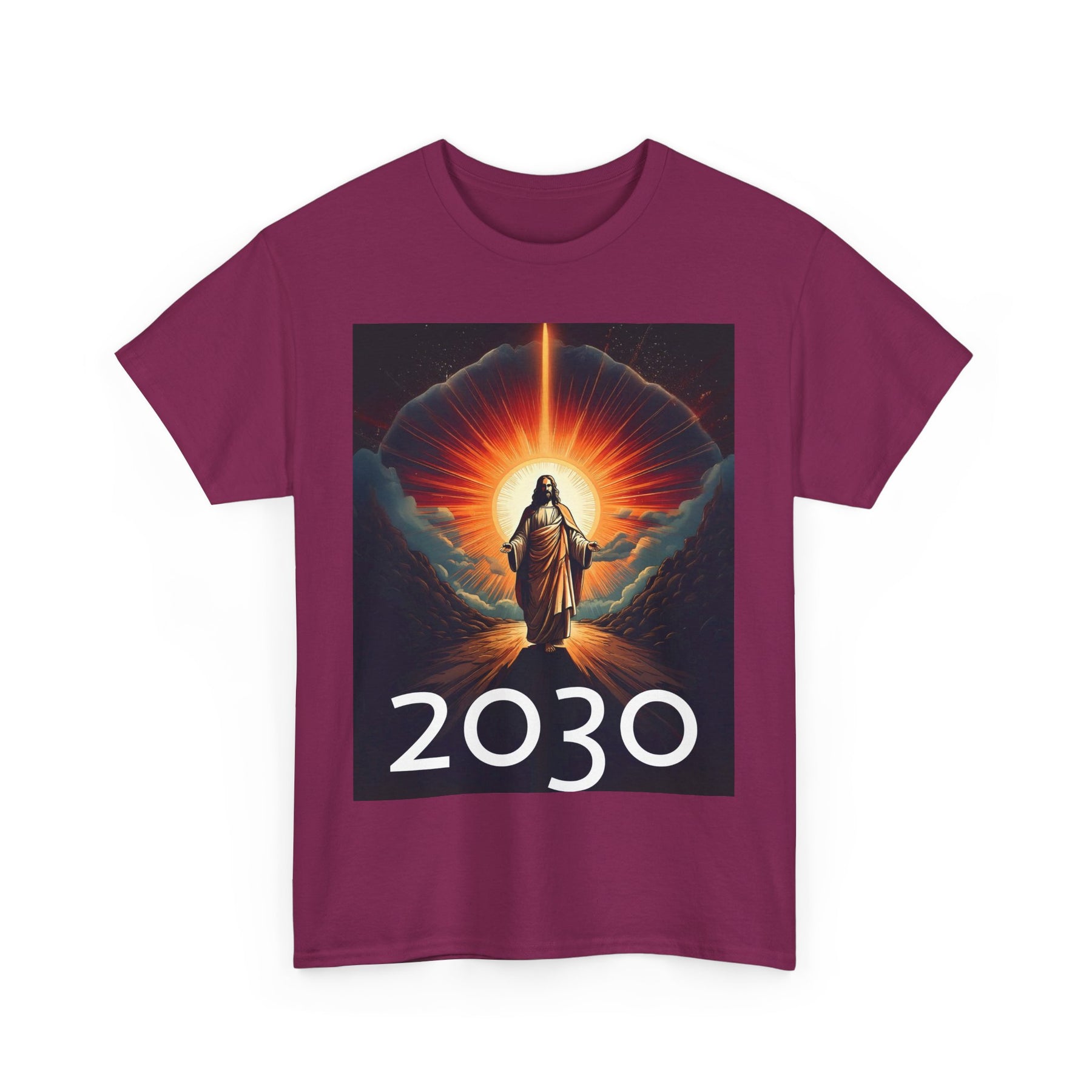 Unisex Heavy Cotton Tee - Christ 2030 Vintage Graphic Tee with QR Codes