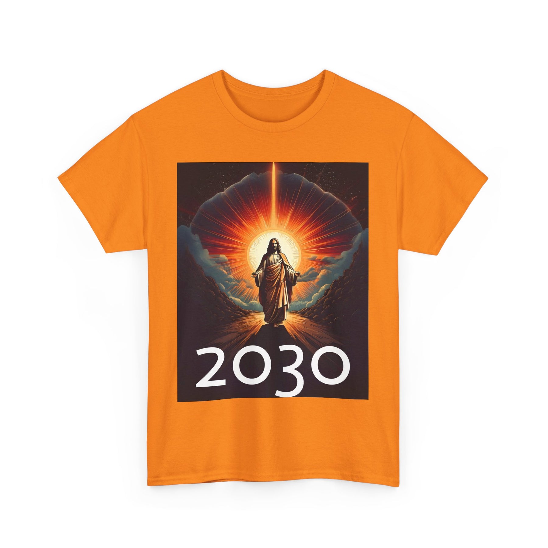 Unisex Heavy Cotton Tee - Christ 2030 Vintage Graphic Tee with QR Codes