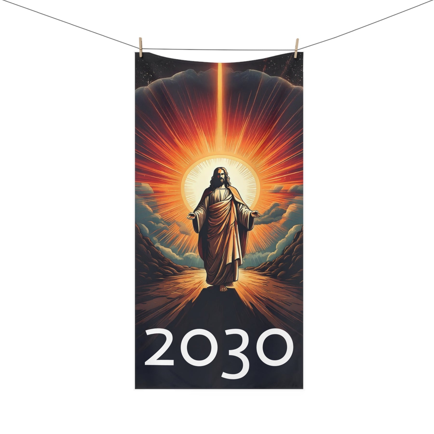 Inspirational Mink-Cotton Towel with Jesus Design - 2030 Vision