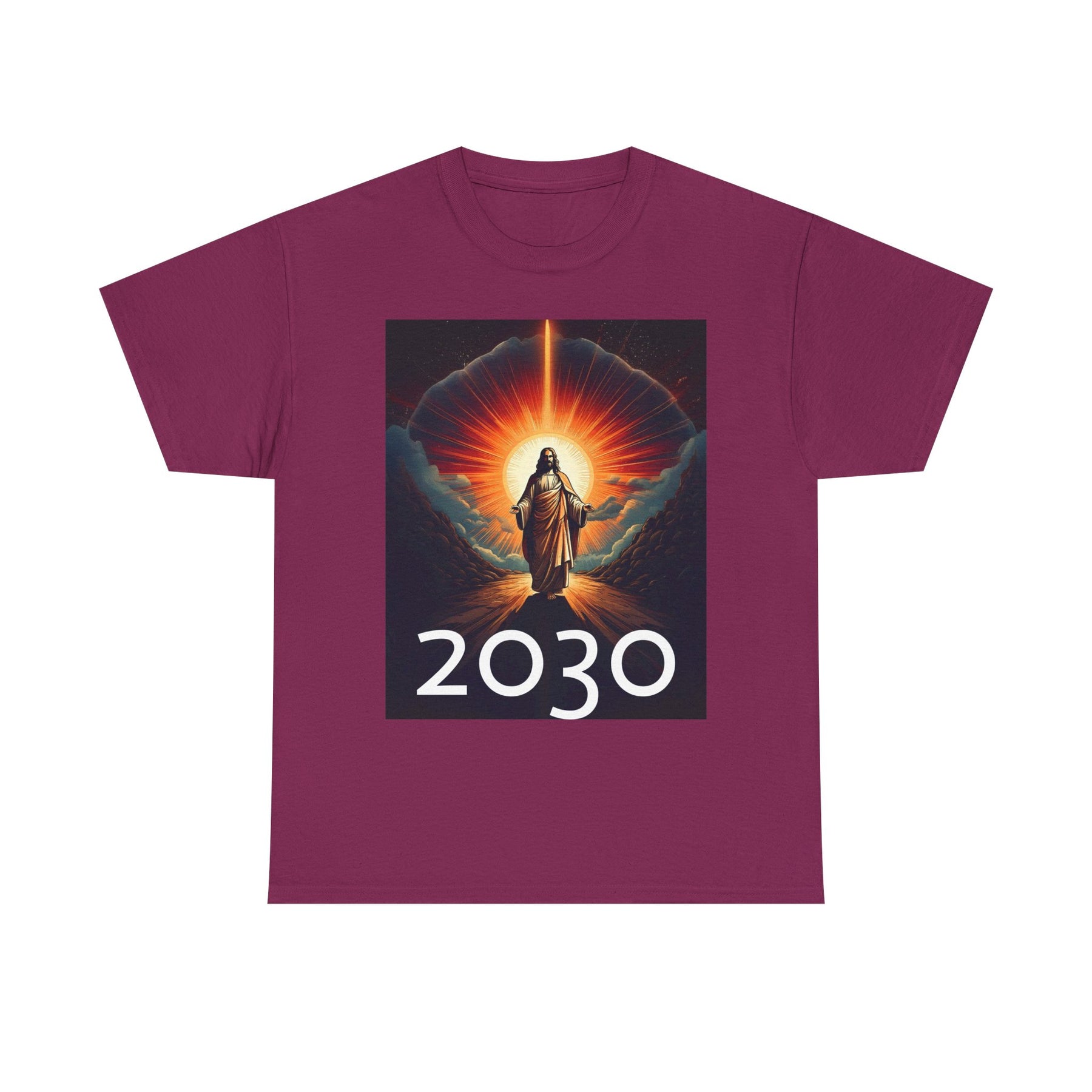 Unisex Heavy Cotton Tee - Christ 2030 Vintage Graphic Tee with QR Codes