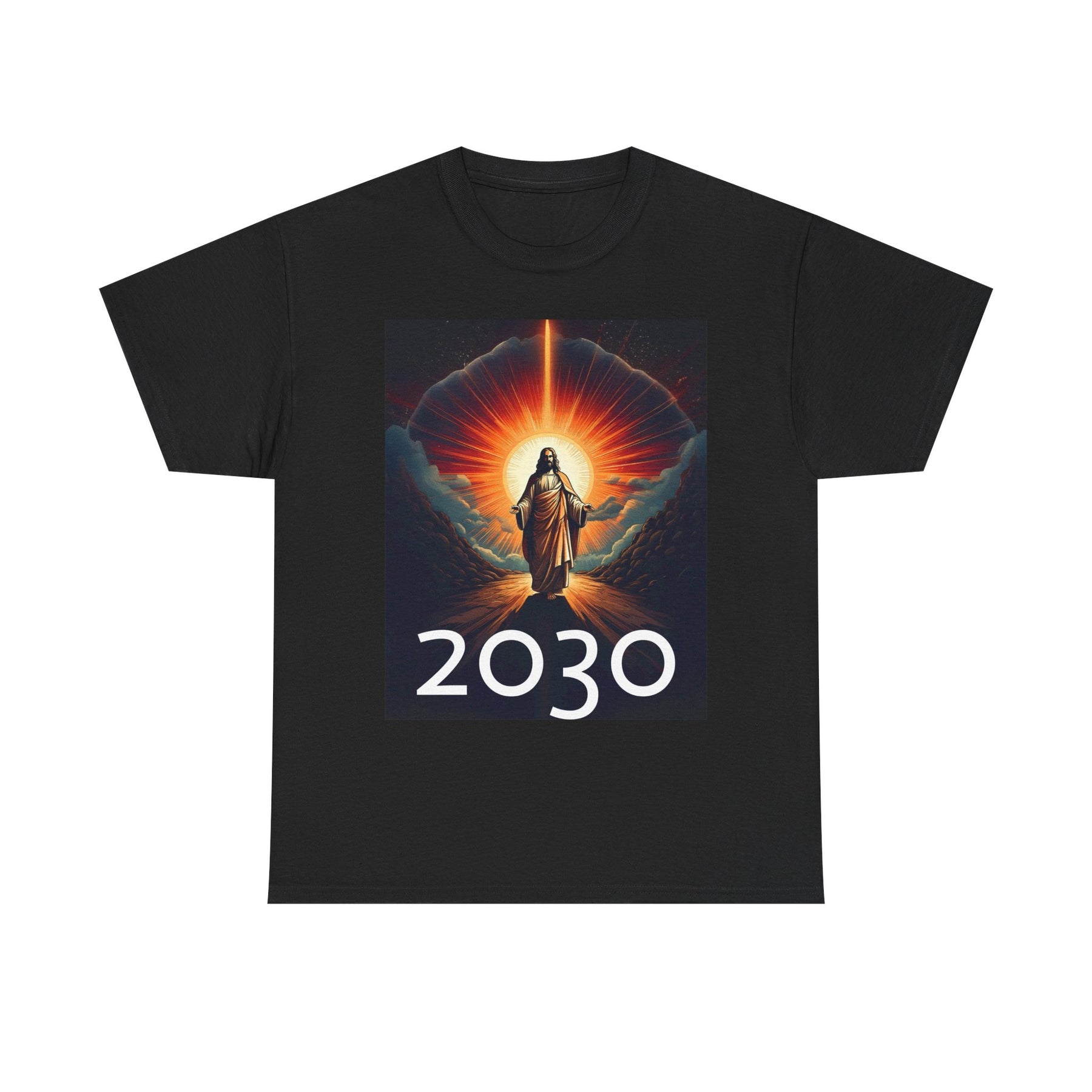 Unisex Heavy Cotton Tee - Christ 2030 Vintage Graphic Tee with QR Codes
