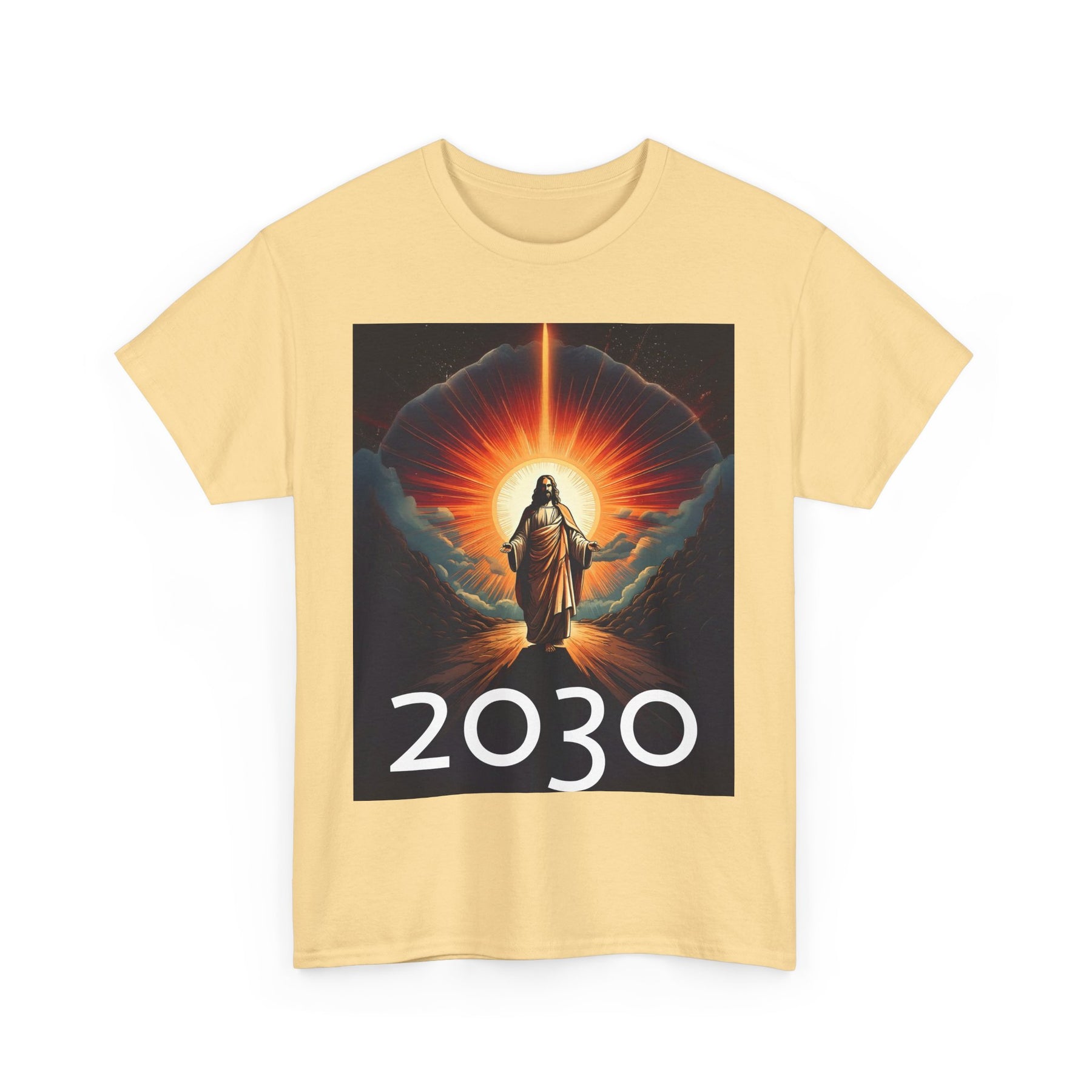 Unisex Heavy Cotton Tee - Christ 2030 Vintage Graphic Tee with QR Codes