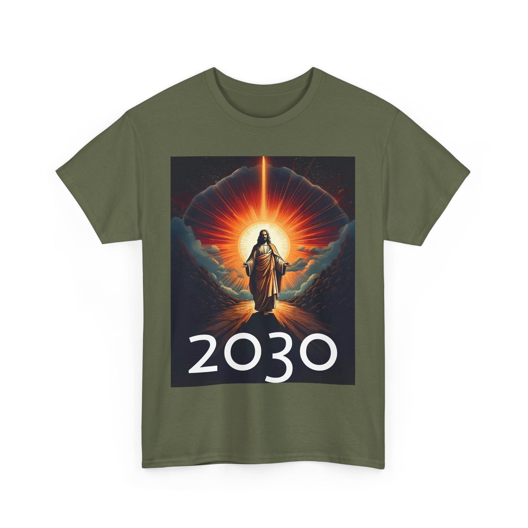 Unisex Heavy Cotton Tee - Christ 2030 Vintage Graphic Tee with QR Codes
