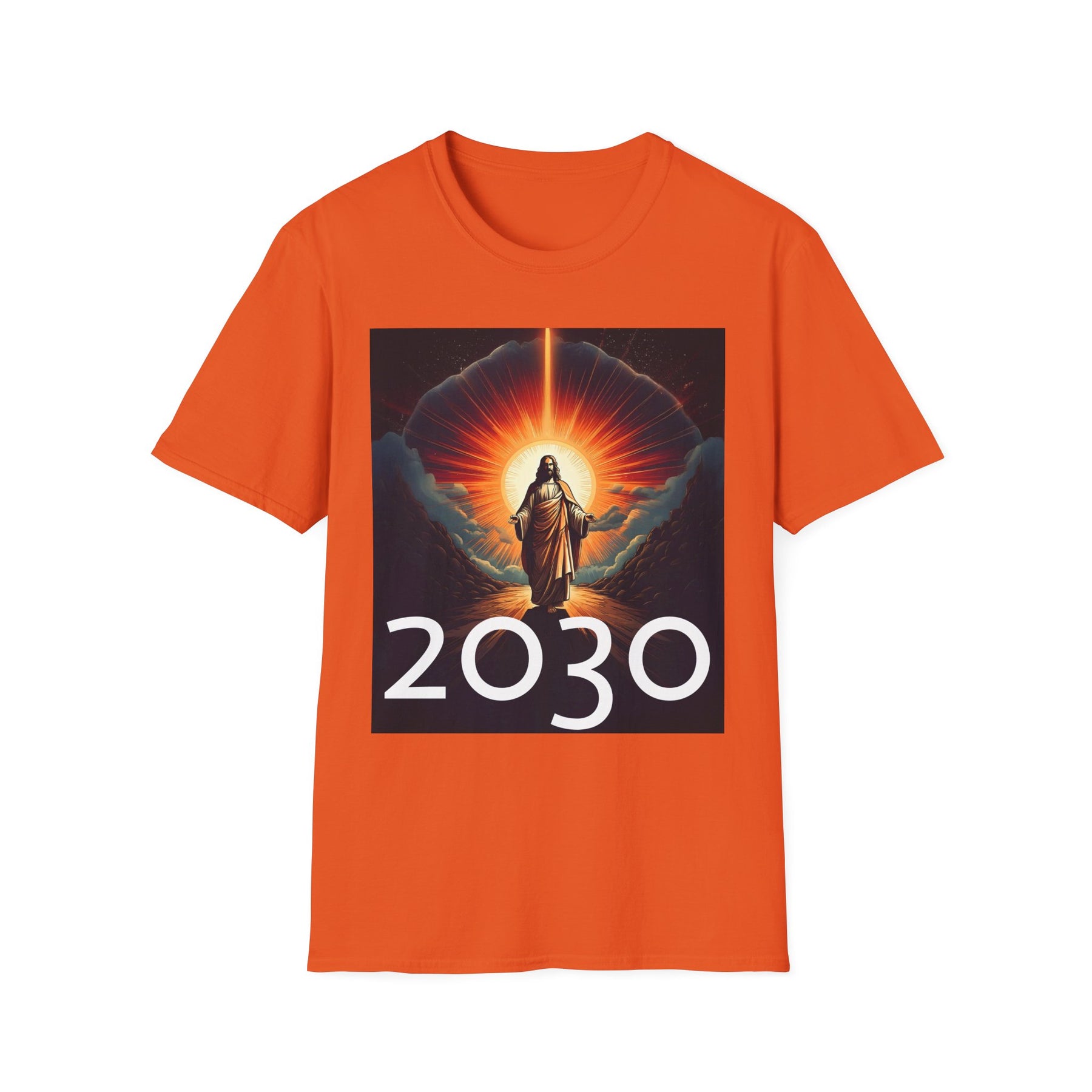 Inspirational Unisex Softstyle T-Shirt - '2030' Jesus Graphic Design