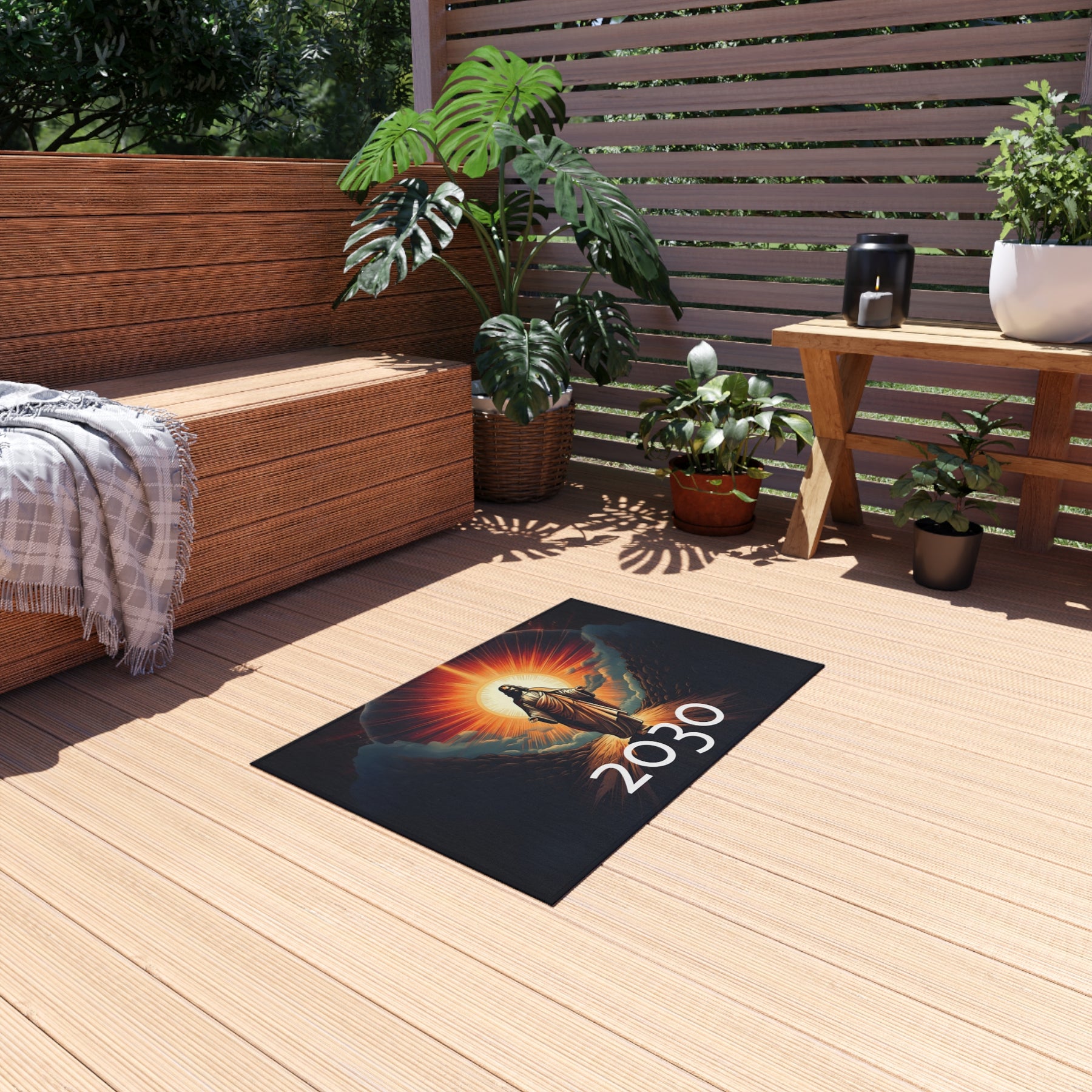 Inspirational Outdoor Rug with Jesus Design - Perfect for Patios and Gatherings