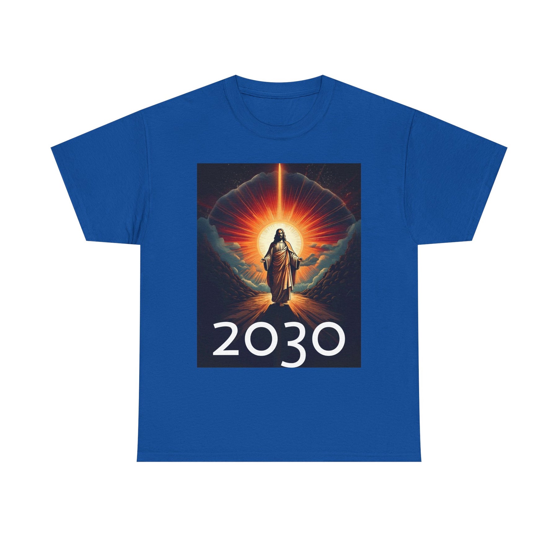 Unisex Heavy Cotton Tee - Christ 2030 Vintage Graphic Tee with QR Codes