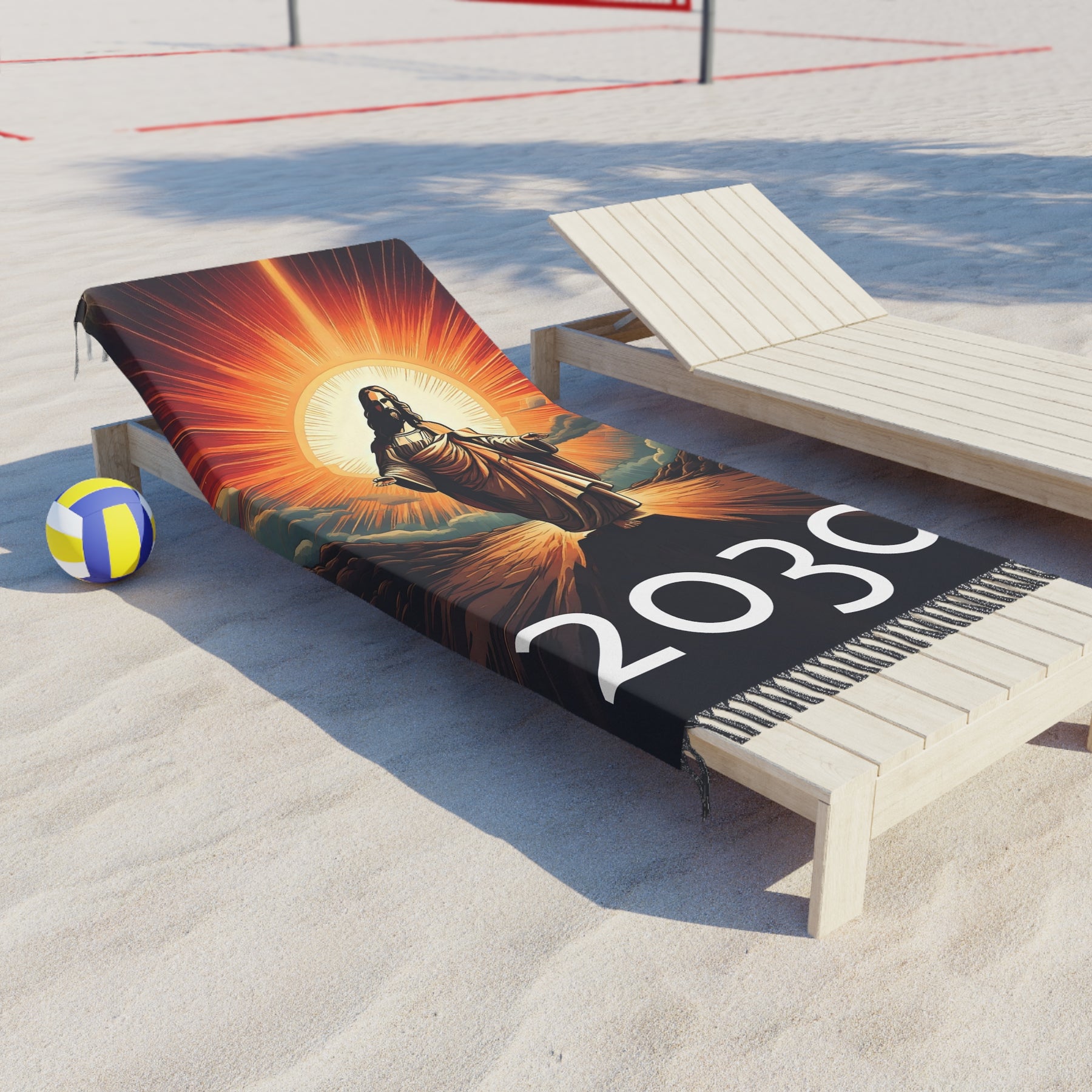 Boho Beach Towel - Christ 2030 Design for Relaxation and Faith