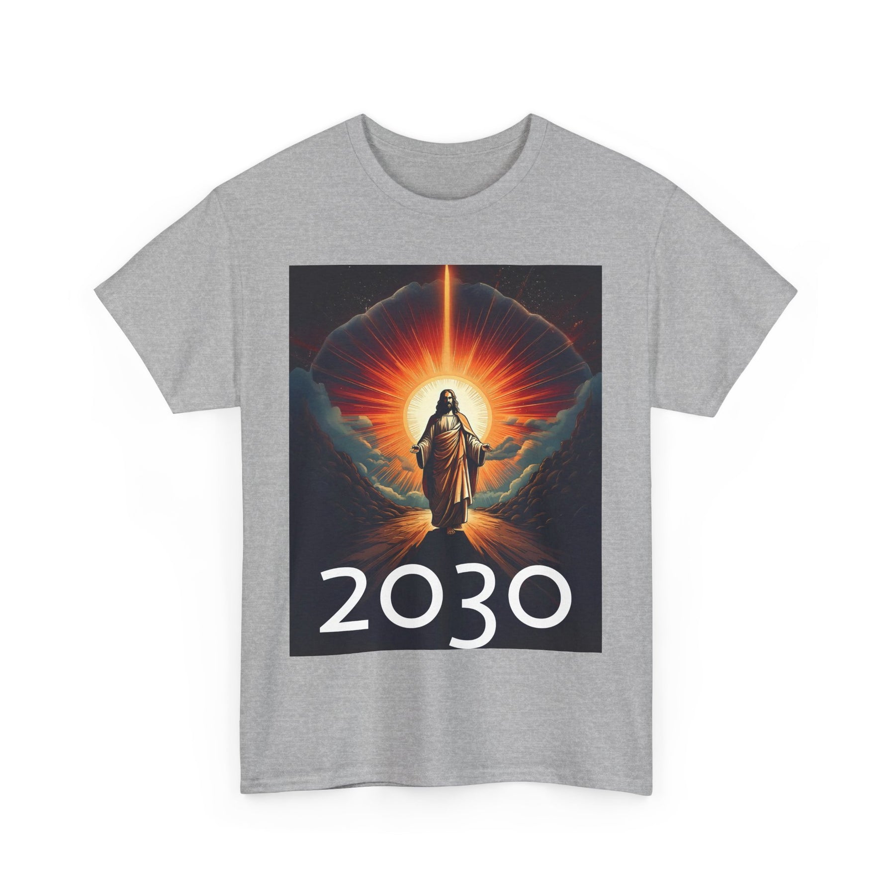 Unisex Heavy Cotton Tee - Christ 2030 Vintage Graphic Tee with QR Codes