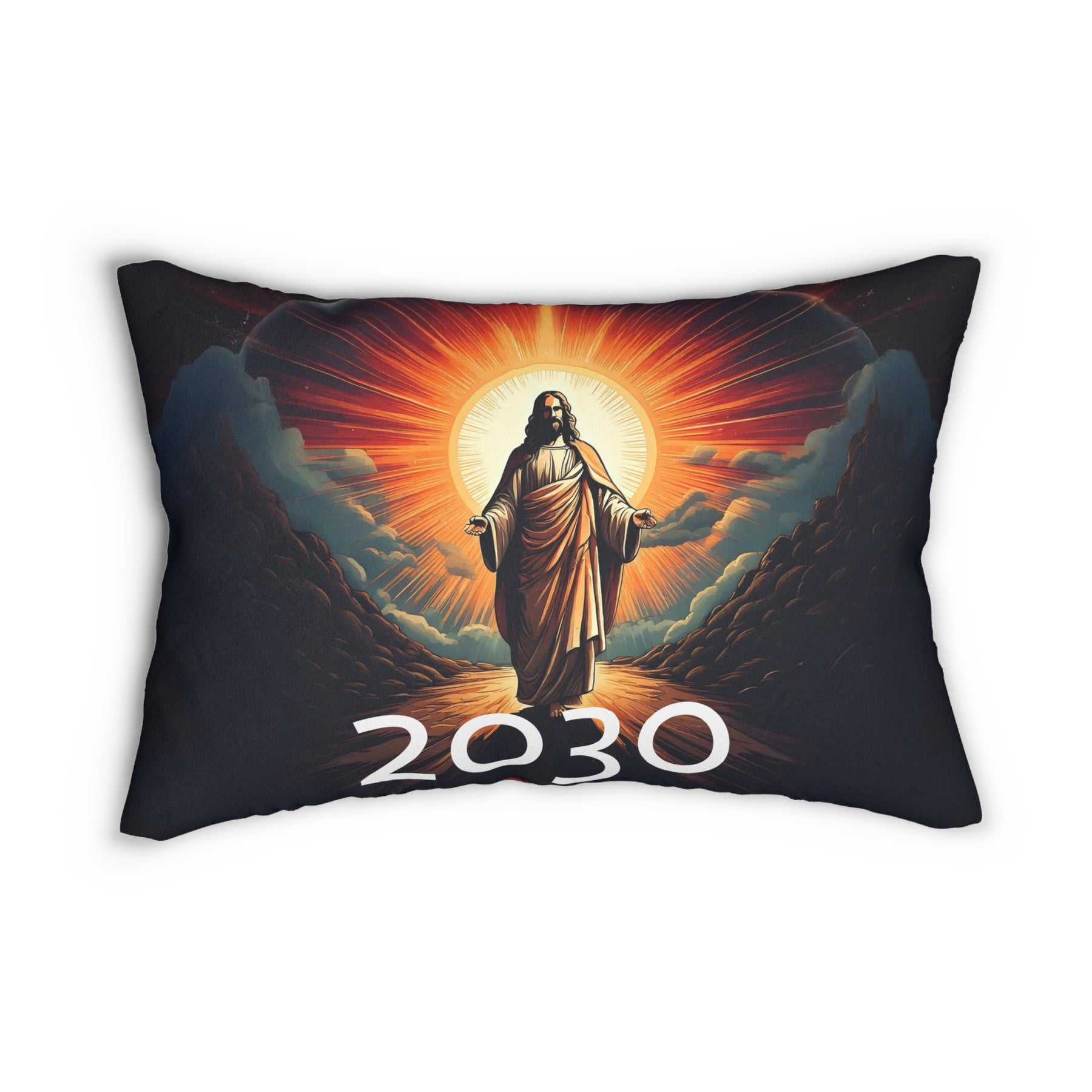 Inspirational Jesus 2030 Lumbar Pillow | Decorative Spun Polyester Cushion