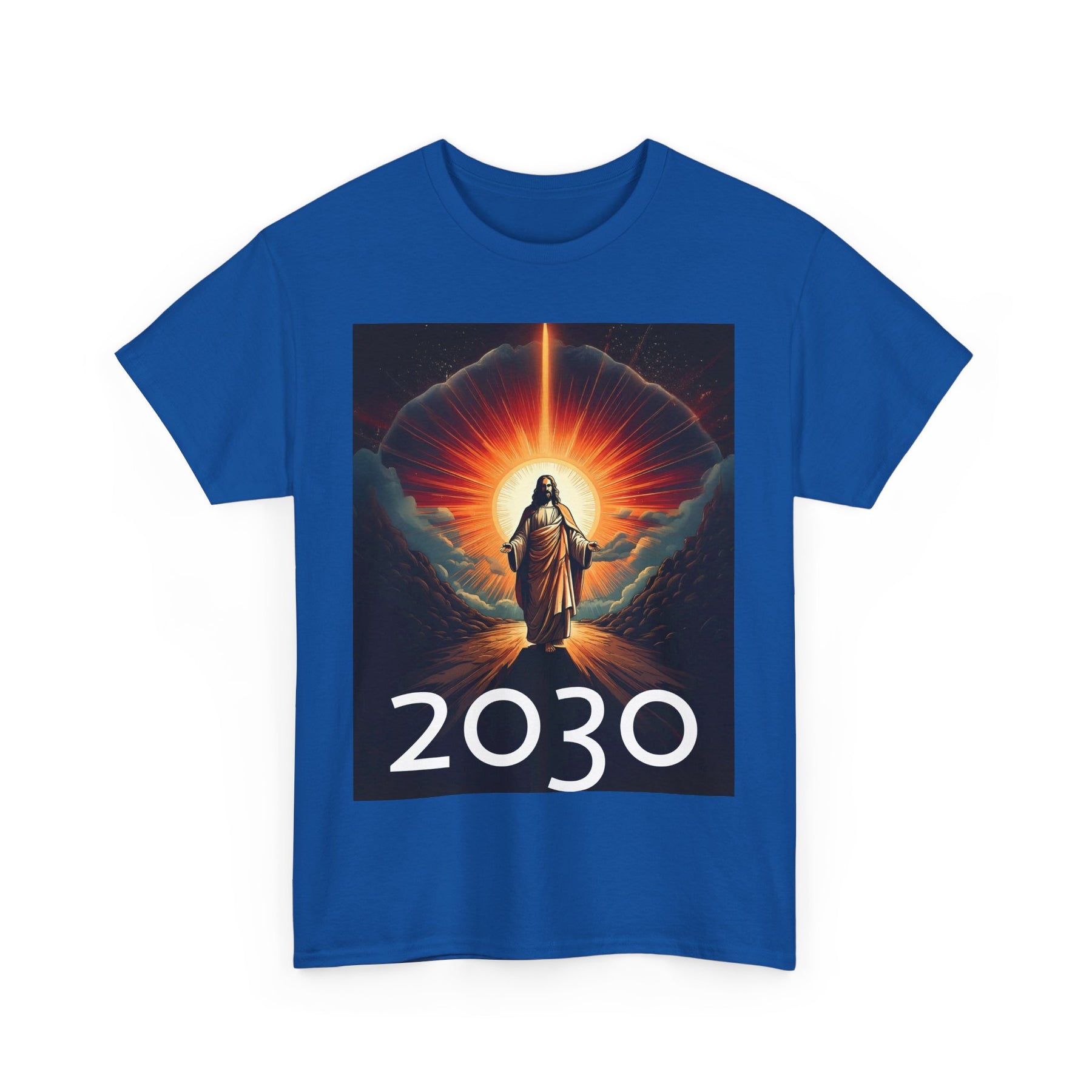 Unisex Heavy Cotton Tee - Christ 2030 Vintage Graphic Tee with QR Codes