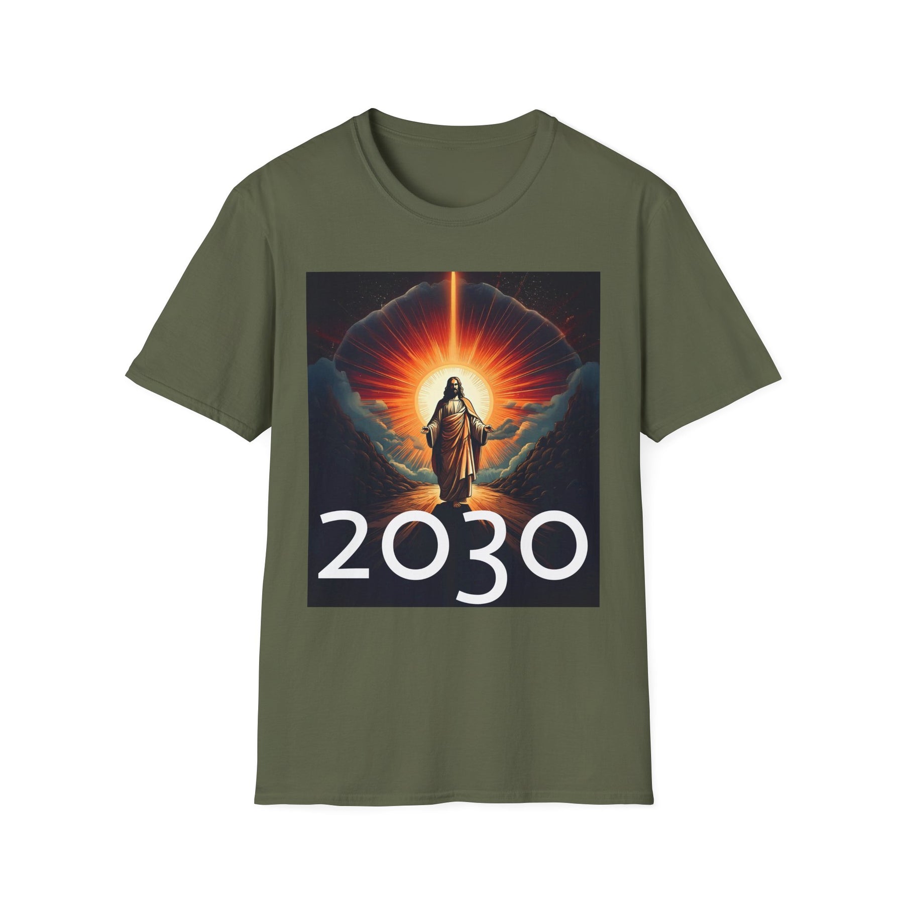 Inspirational Unisex Softstyle T-Shirt - '2030' Jesus Graphic Design