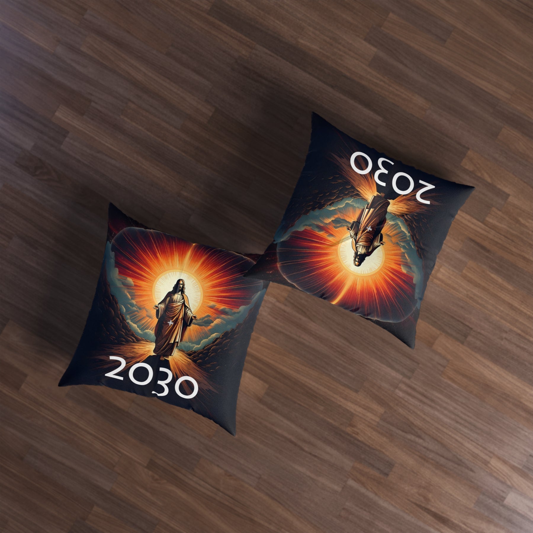 Inspirational Tufted Floor Pillow with Jesus Design - 2030 Vision Decor