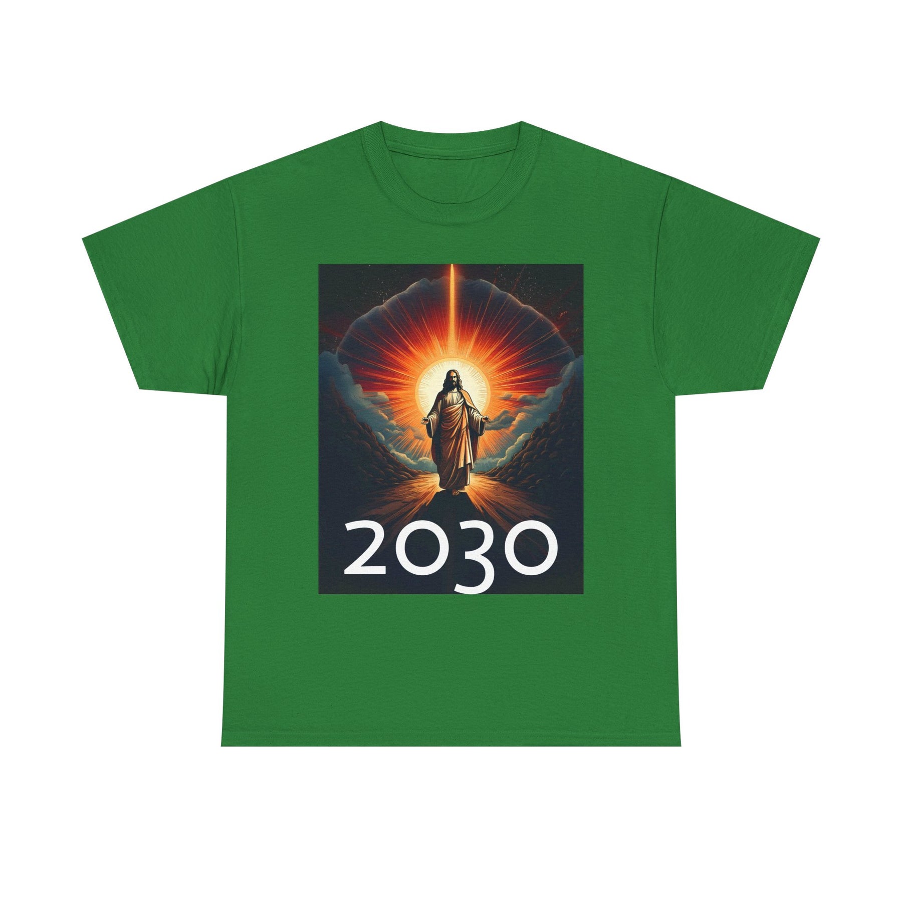 Unisex Heavy Cotton Tee - Christ 2030 Vintage Graphic Tee with QR Codes