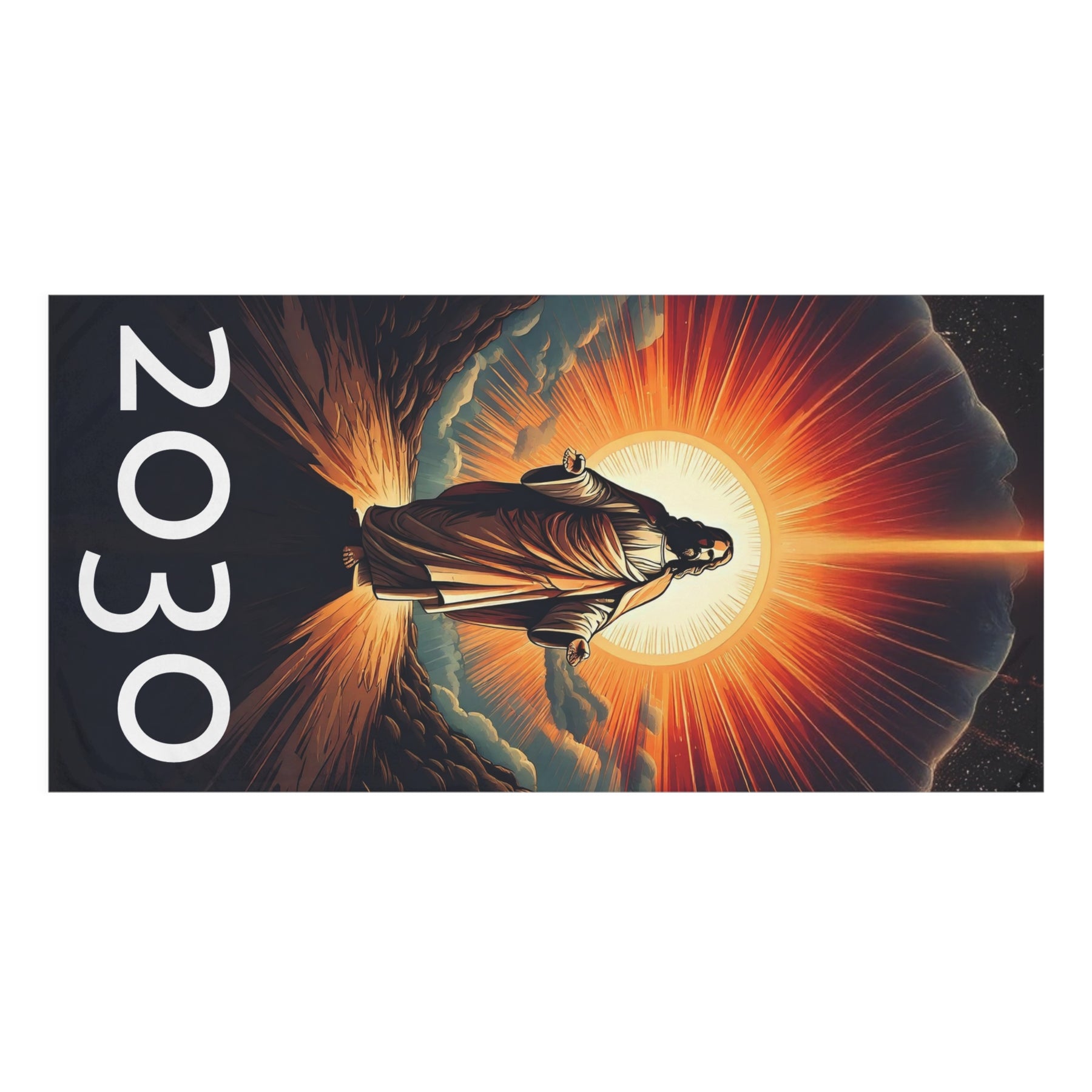 Inspirational Mink-Cotton Towel with Jesus Design - 2030 Vision