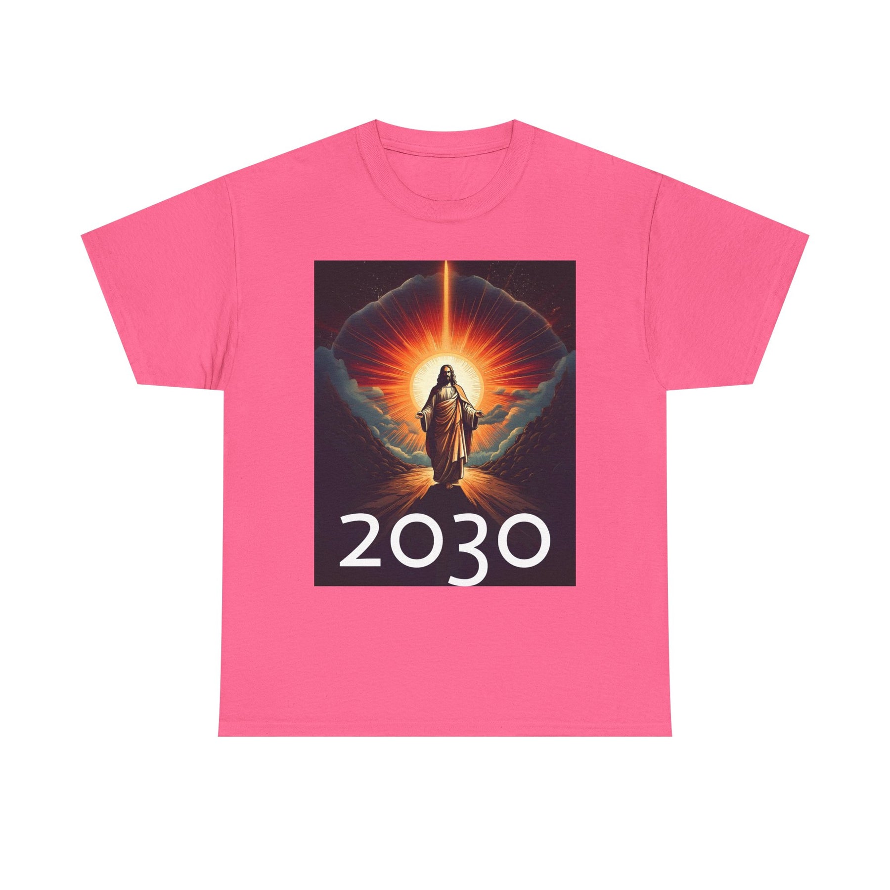 Unisex Heavy Cotton Tee - Christ 2030 Vintage Graphic Tee with QR Codes