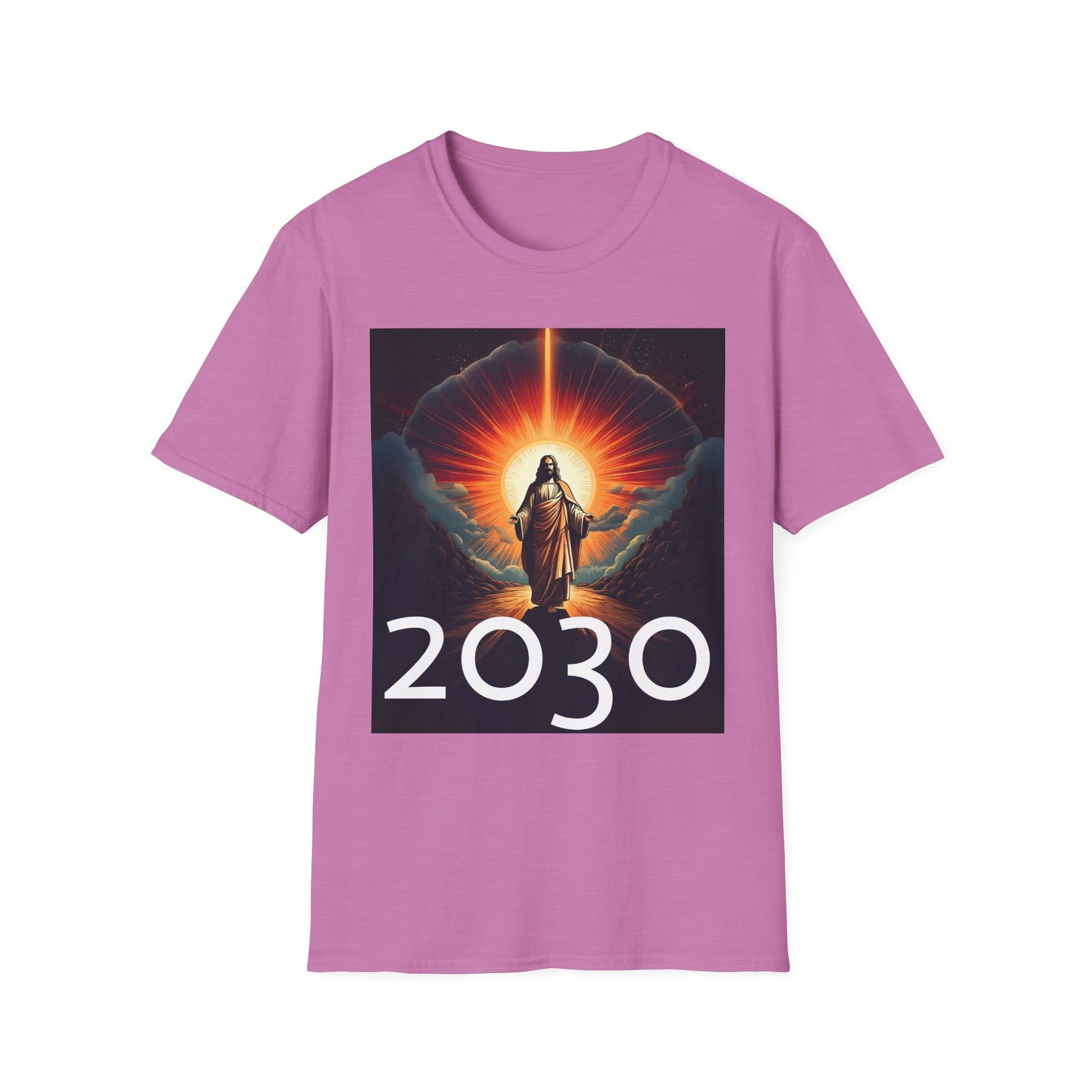 Inspirational Unisex Softstyle T-Shirt - '2030' Jesus Graphic Design