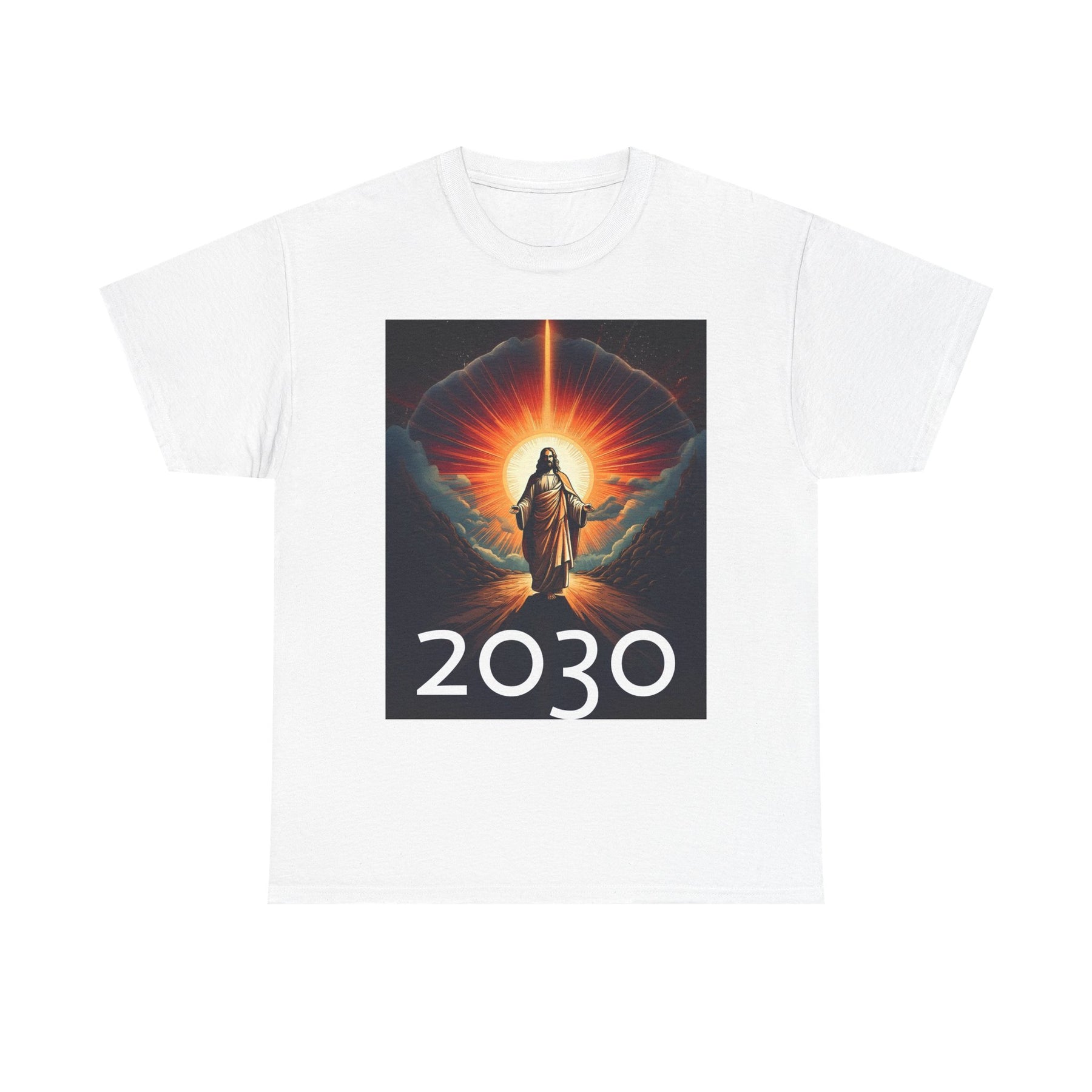 Unisex Heavy Cotton Tee - Christ 2030 Vintage Graphic Tee with QR Codes