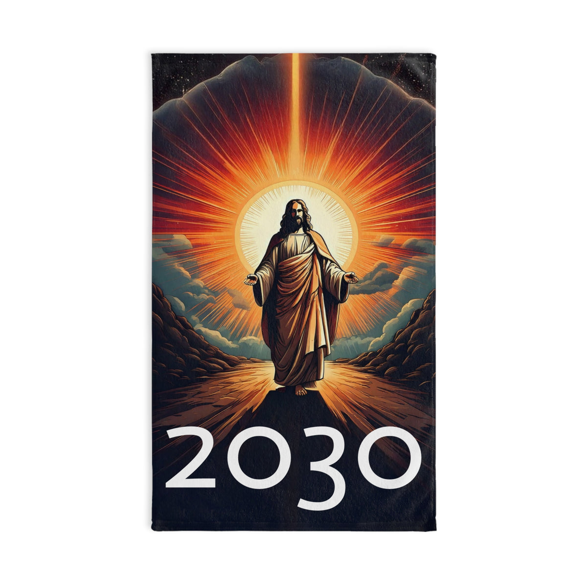 Inspirational Jesus Hand Towel - 2030 Vision Design for Spiritual Decor