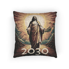 Inspirational Woven Pillow with 2030 Design - Spiritual Home Decor