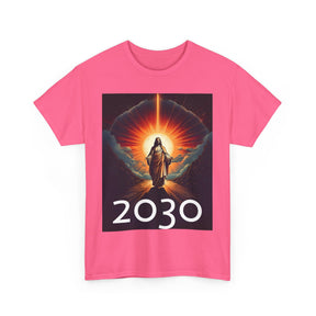 Unisex Heavy Cotton Tee - Christ 2030 Vintage Graphic Tee with QR Codes