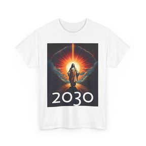 Unisex Heavy Cotton Tee - Christ 2030 Vintage Graphic Tee with QR Codes