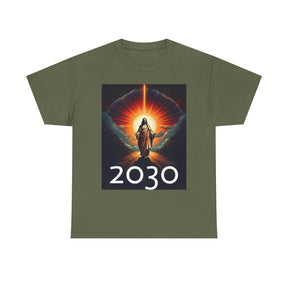 Unisex Heavy Cotton Tee - Christ 2030 Vintage Graphic Tee with QR Codes
