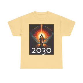 Unisex Heavy Cotton Tee - Christ 2030 Vintage Graphic Tee with QR Codes
