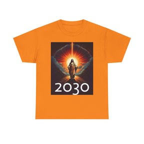 Unisex Heavy Cotton Tee - Christ 2030 Vintage Graphic Tee with QR Codes