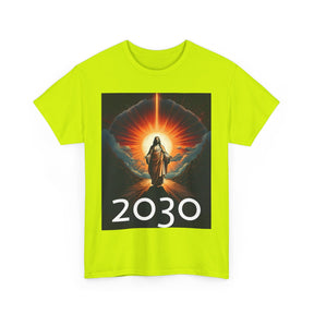 Unisex Heavy Cotton Tee - Christ 2030 Vintage Graphic Tee with QR Codes